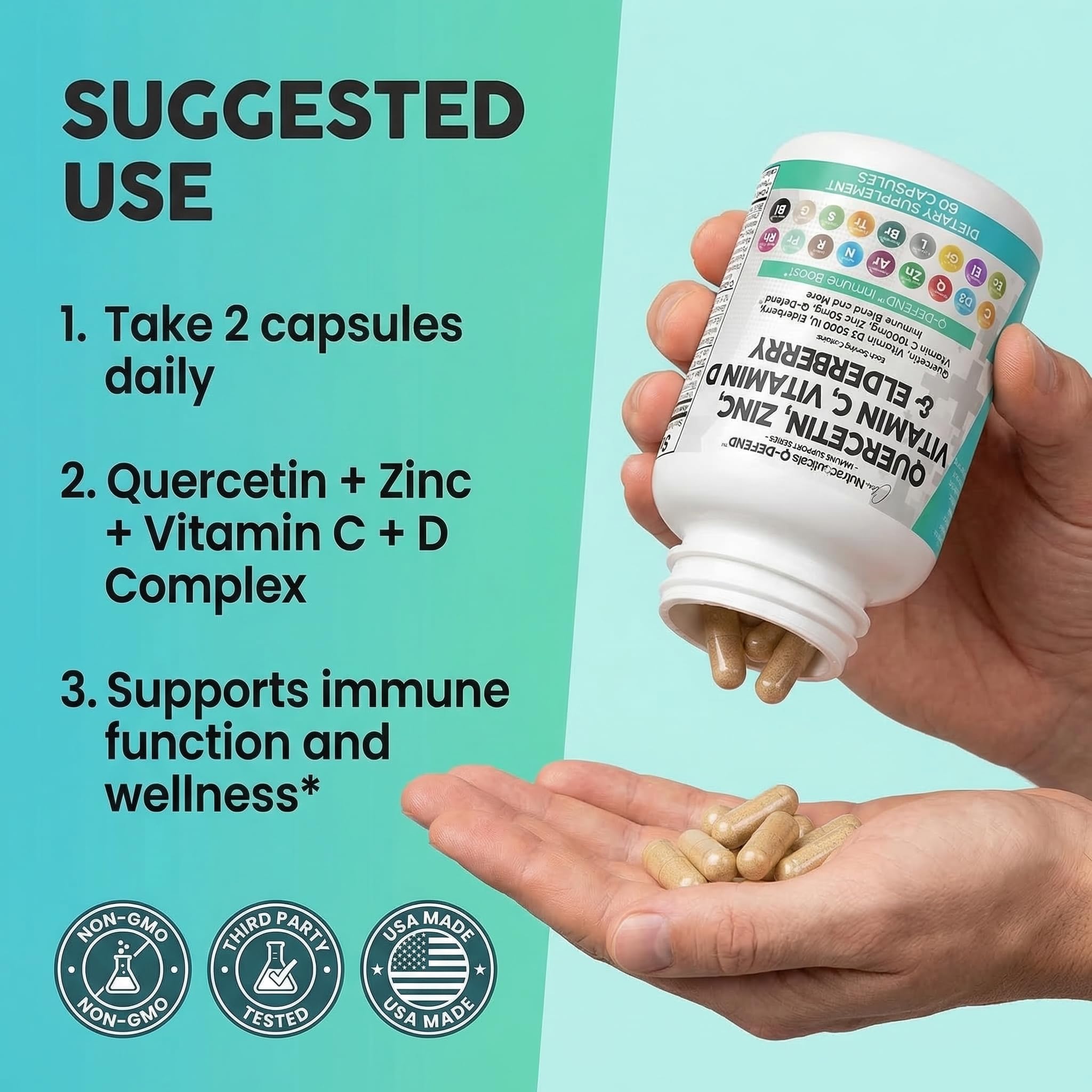 Clean Nutraceuticals Q Defend Quercetin Supplement capsules in hand