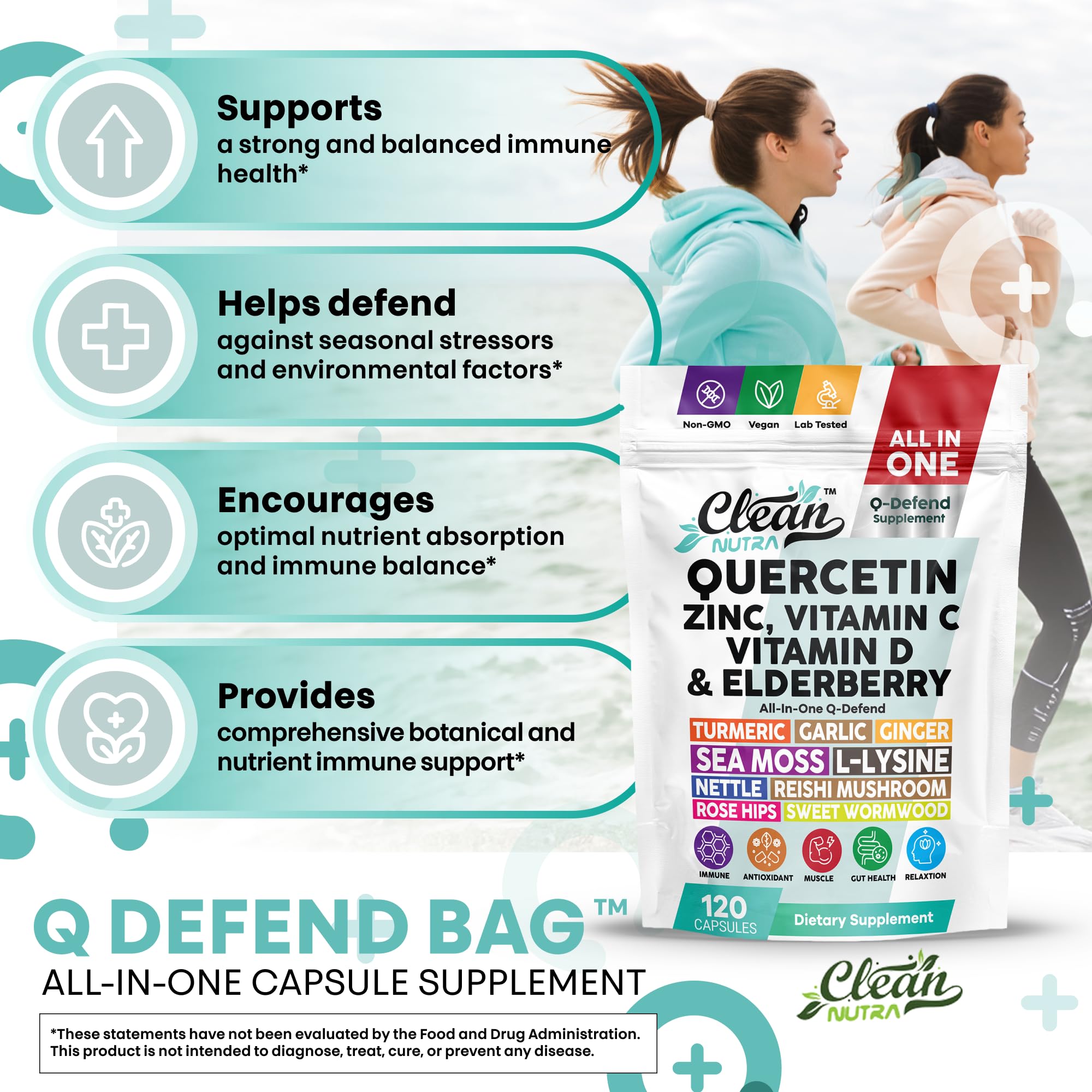Clean Nutraceuticals Q Defend Quercetin Supplement capsules on a table