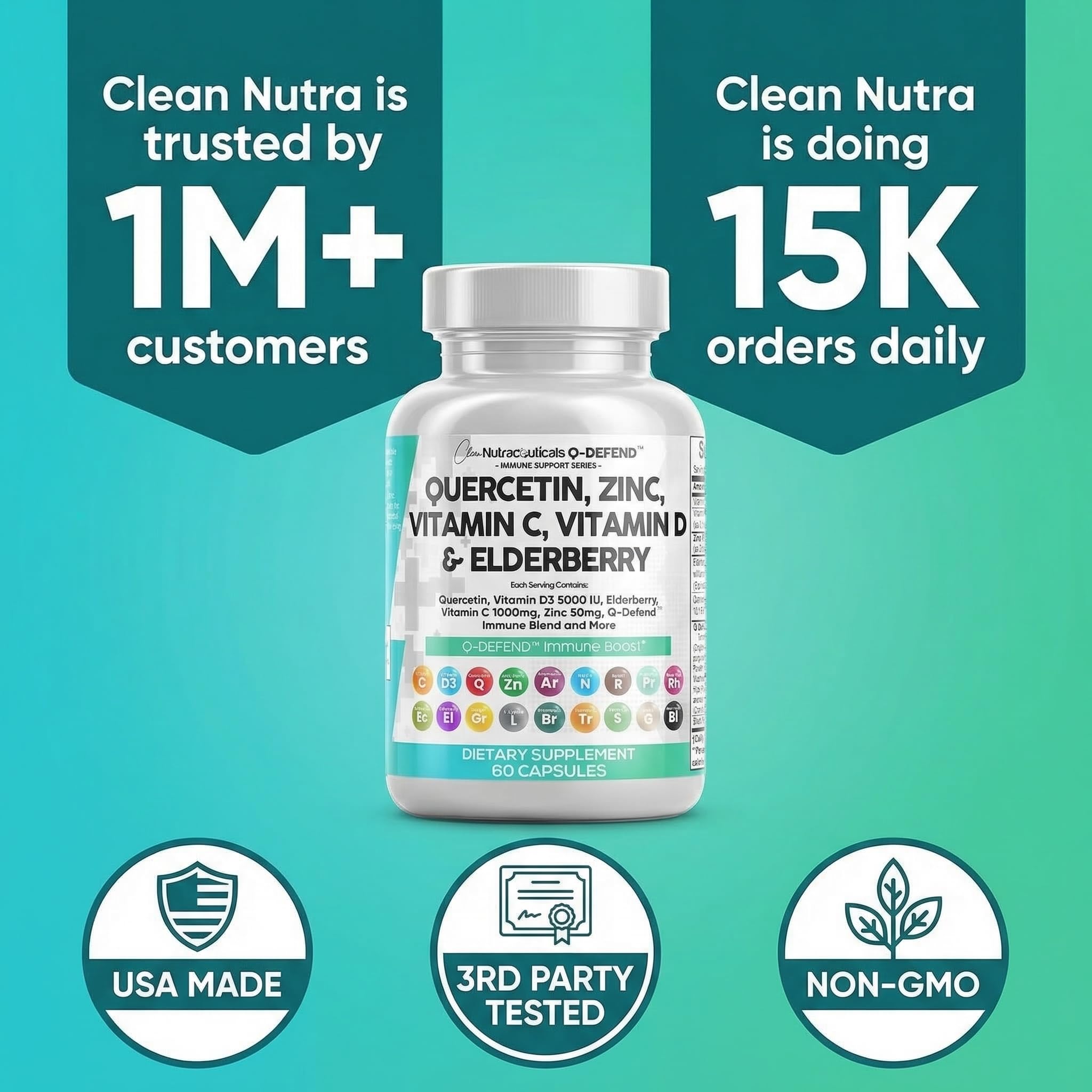 Clean Nutraceuticals Q Defend Quercetin Supplement nutritional information