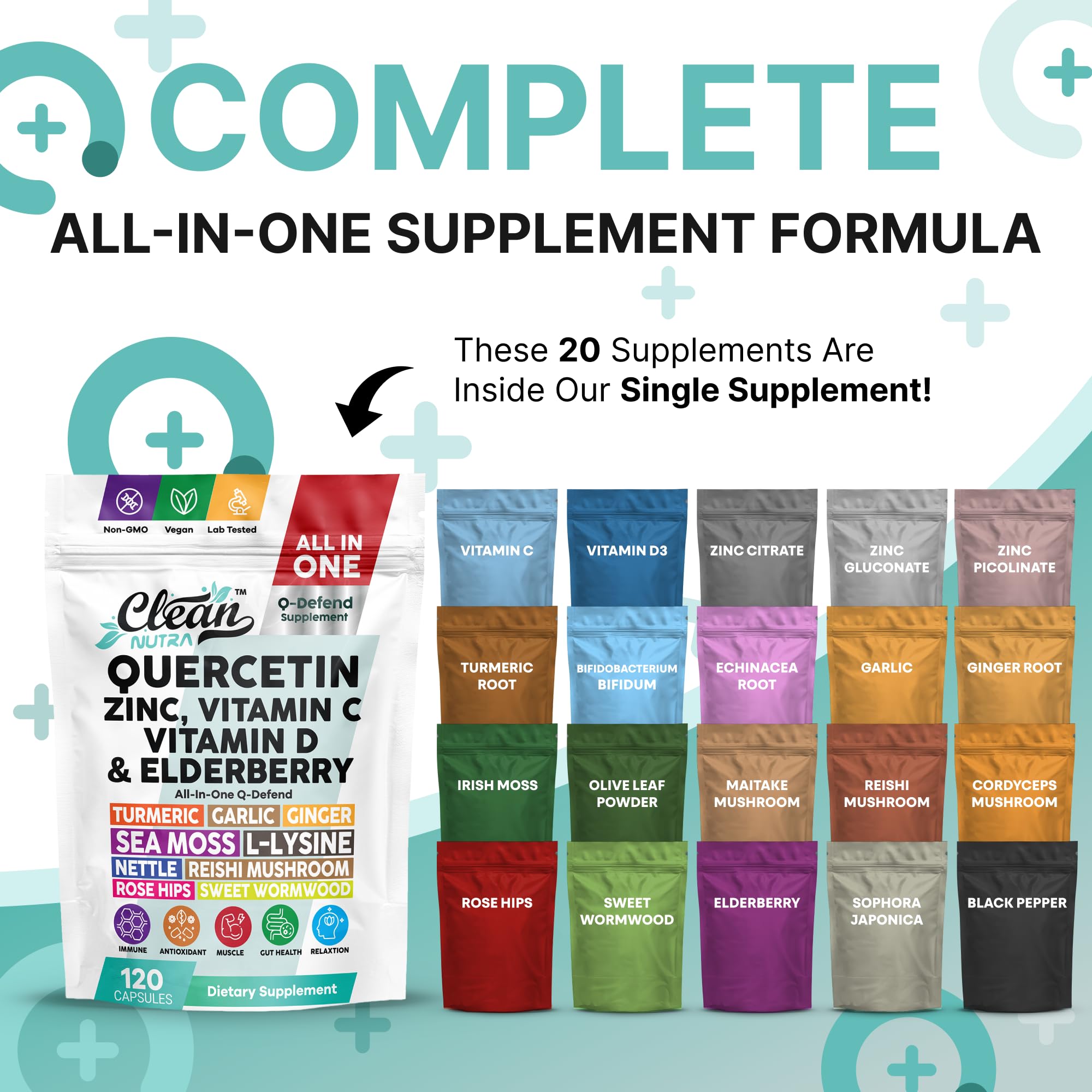 Clean Nutraceuticals Q Defend Quercetin Supplement side view
