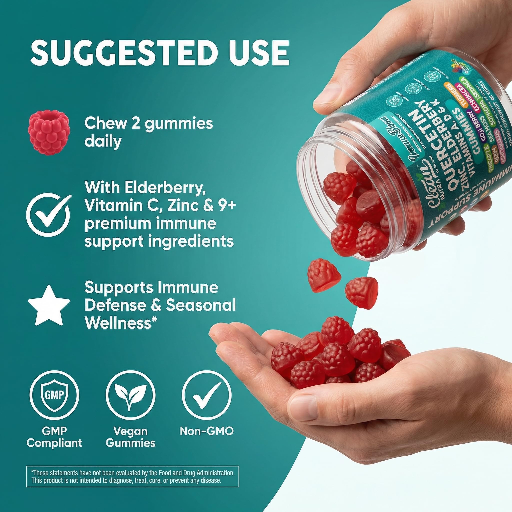 Clean Nutraceuticals Quercetin Gummies displayed on a wooden table