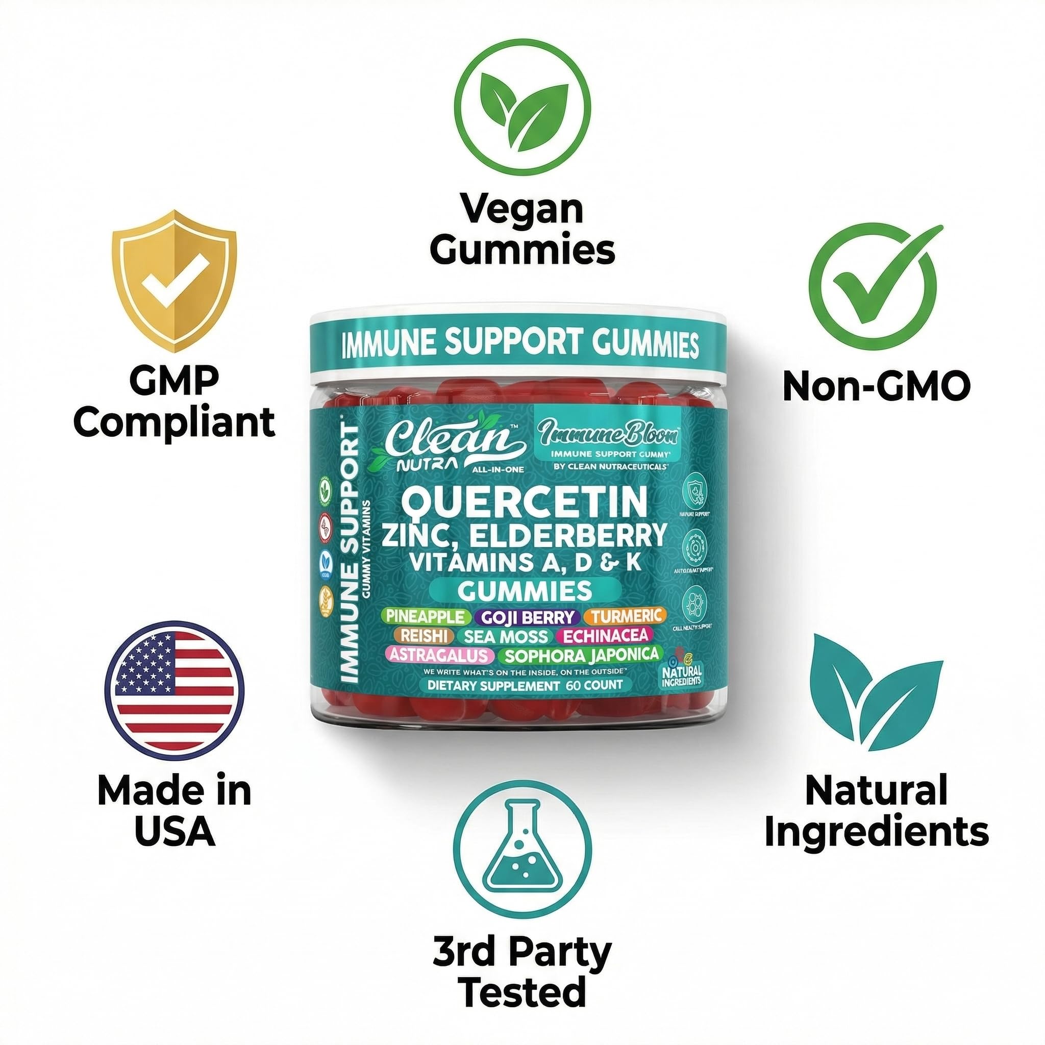 Clean Nutraceuticals Quercetin Gummies with other health products