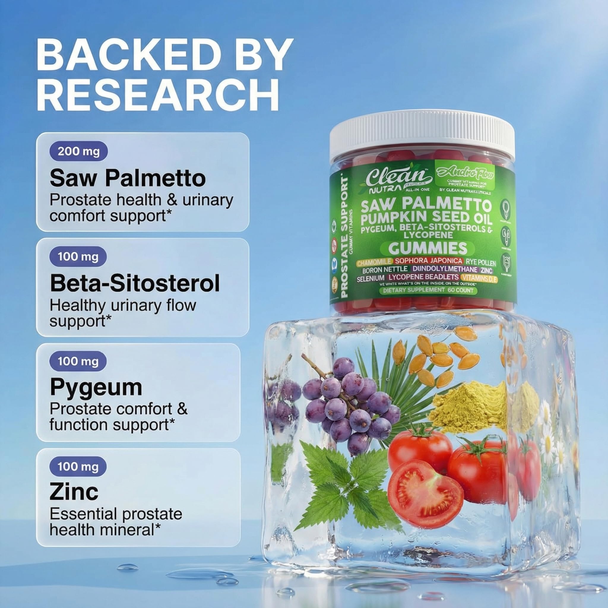 Clean Nutraceuticals Saw Palmetto Gummies close-up of gummies