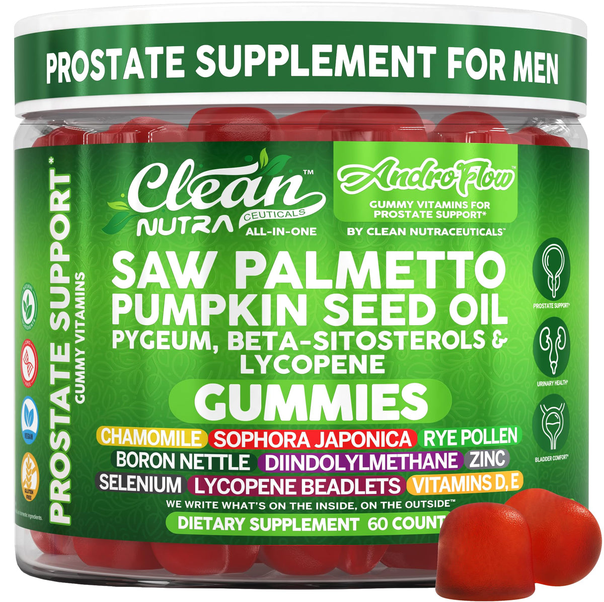 Clean Nutraceuticals Saw Palmetto Gummies front view