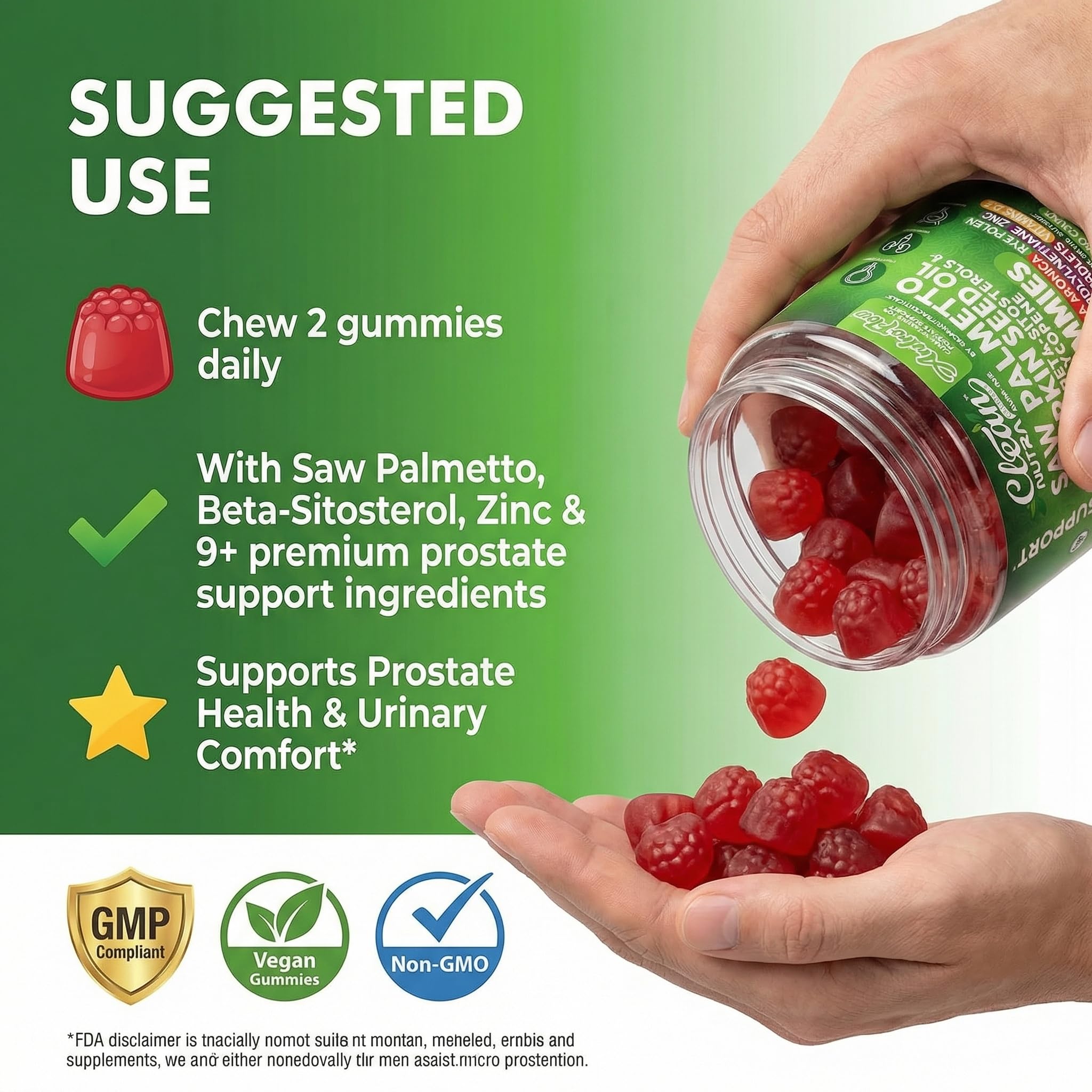 Clean Nutraceuticals Saw Palmetto Gummies with a measuring spoon