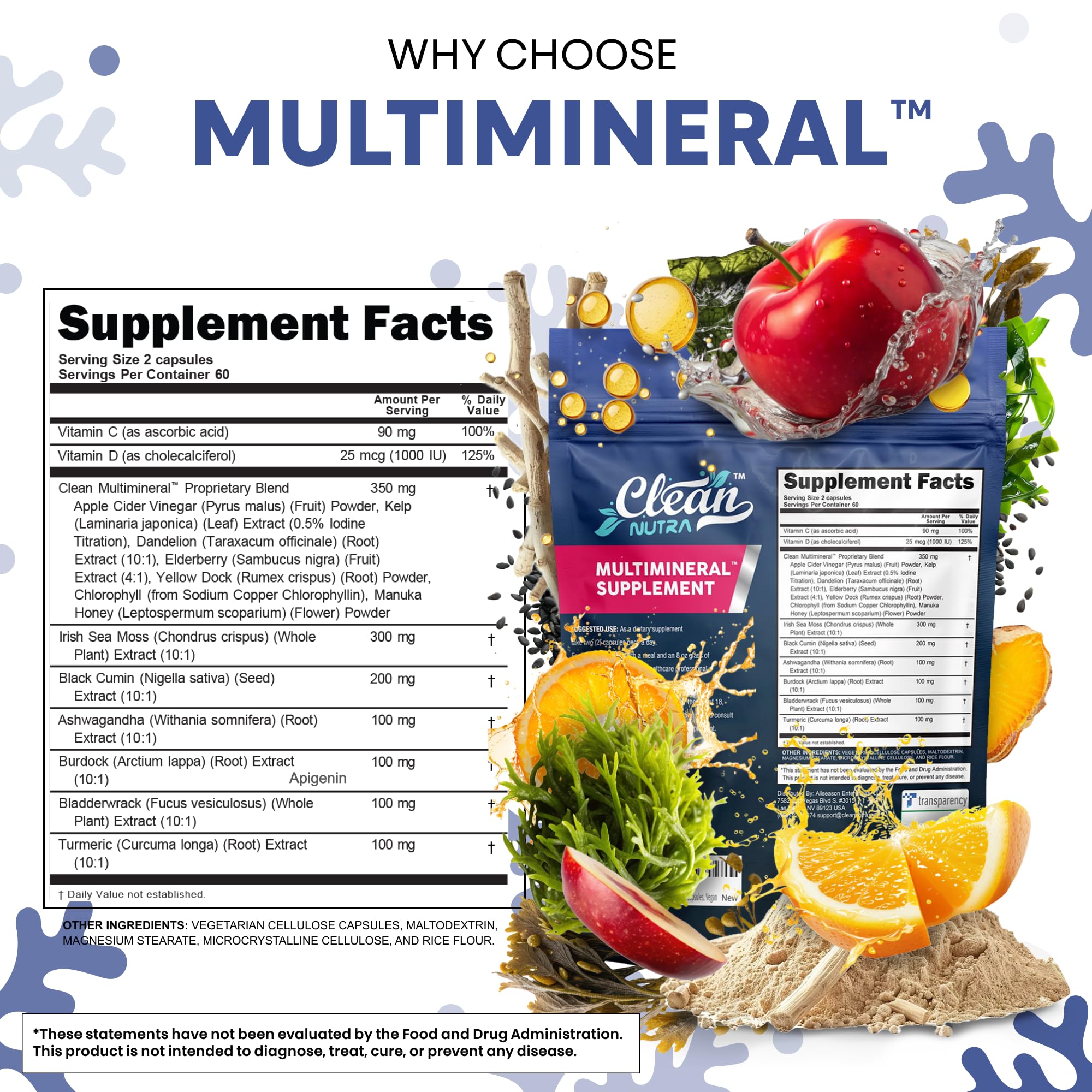 Clean Nutraceuticals Sea Moss Capsules close-up of capsules