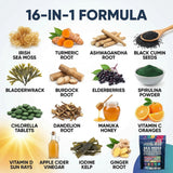 Clean Nutraceuticals Sea Moss Capsules lifestyle scene with healthy foods