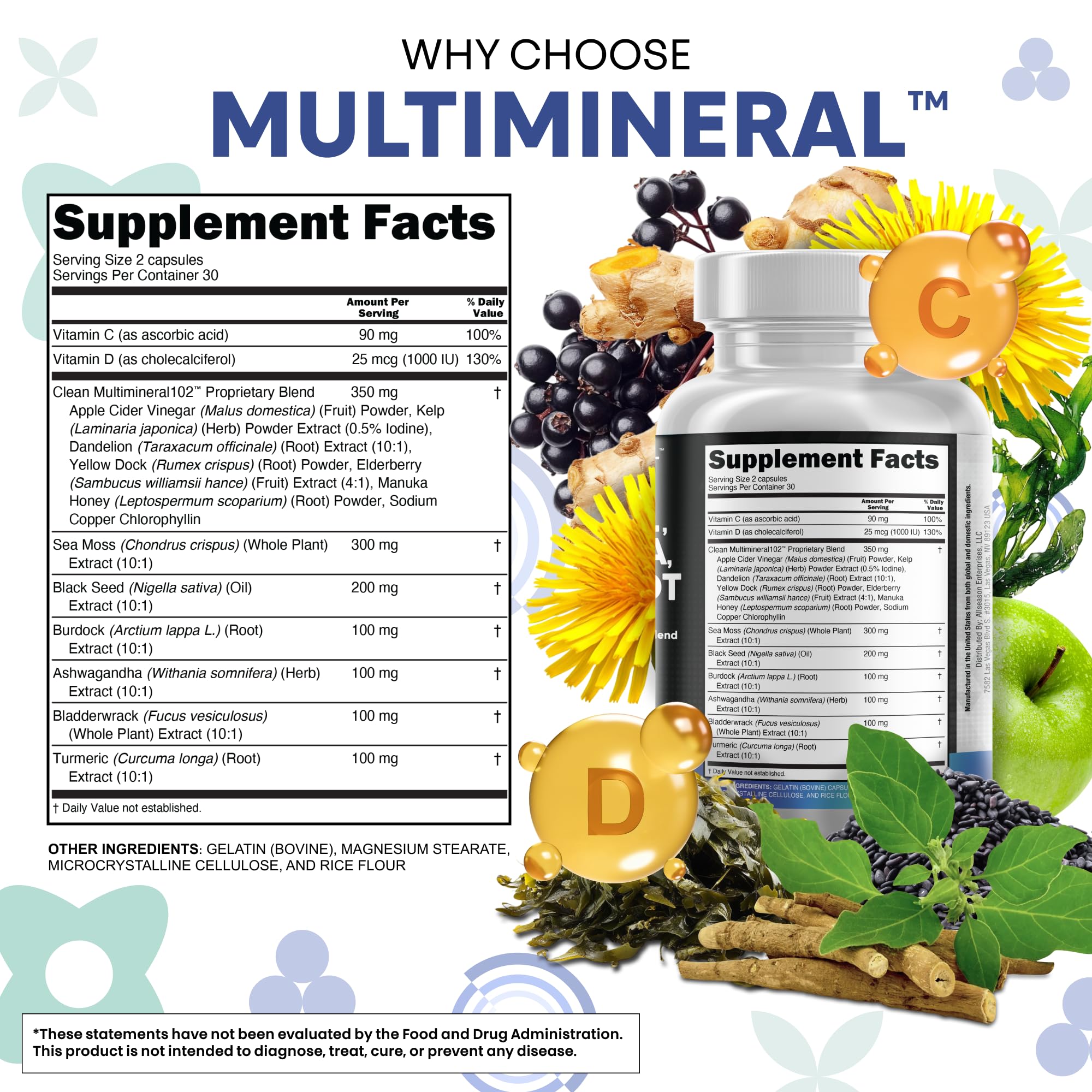 Clean Nutraceuticals Sea Moss Capsules lifestyle scene with natural background
