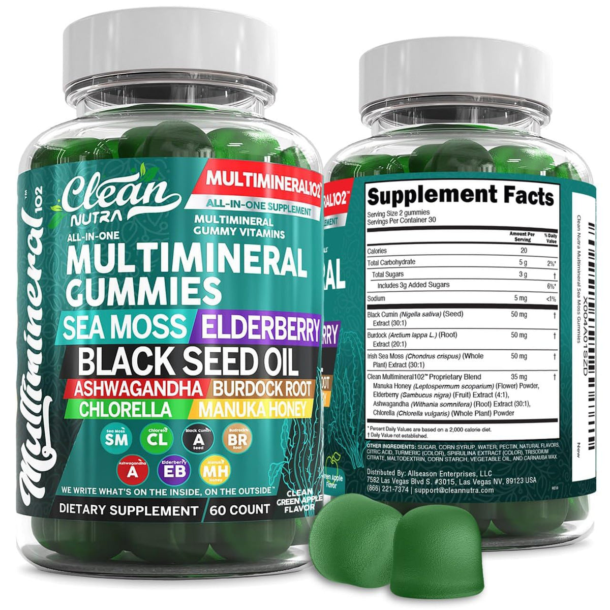 Clean Nutraceuticals Sea Moss Gummy Multimineral Supplement front view