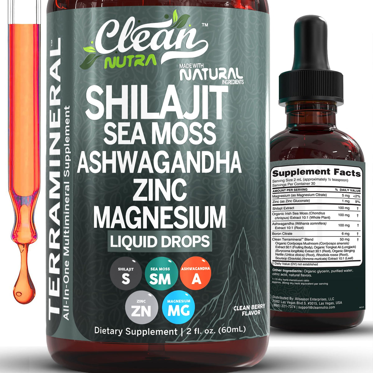 Clean Nutraceuticals ShilaFlow Liquid Drops front view with bottle and label