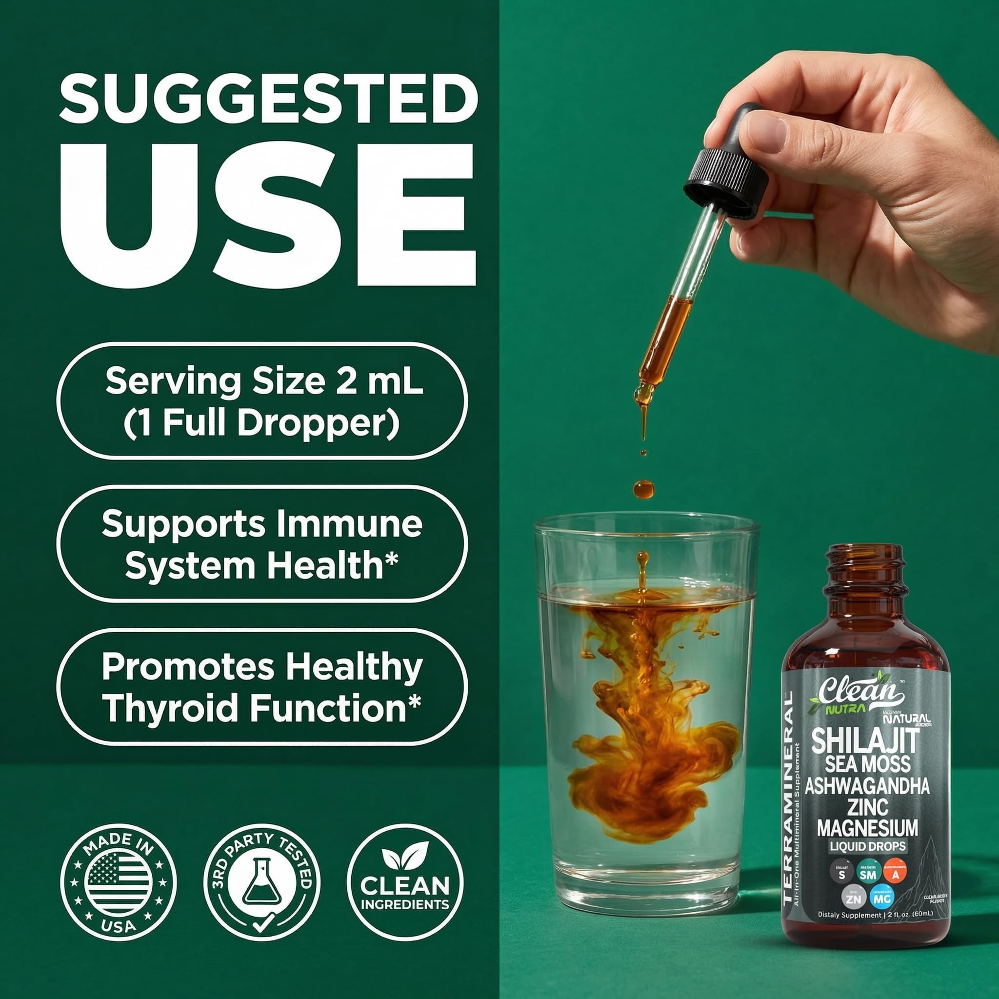 Clean Nutraceuticals ShilaFlow Liquid Drops on a wooden table