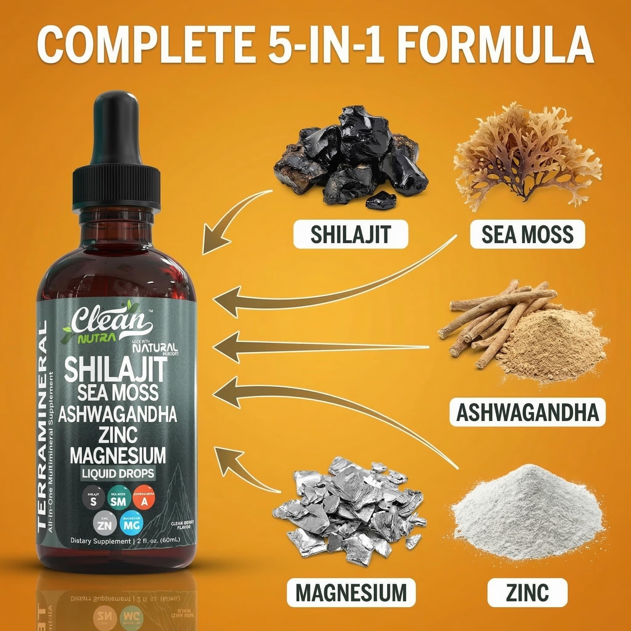 Clean Nutraceuticals ShilaFlow Liquid Drops with measuring spoon