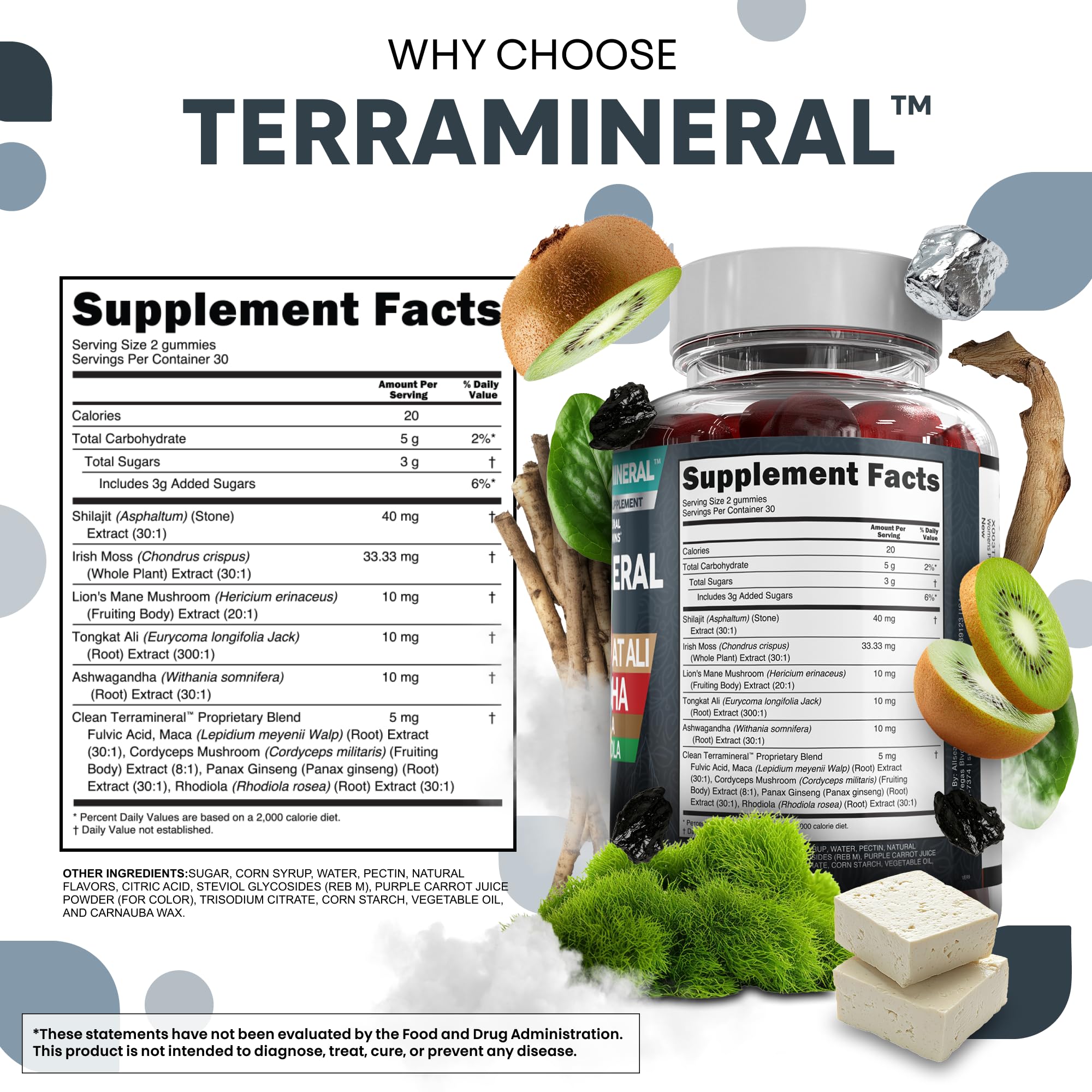 Clean Nutraceuticals Shilajit With Sea Moss Gummies close-up