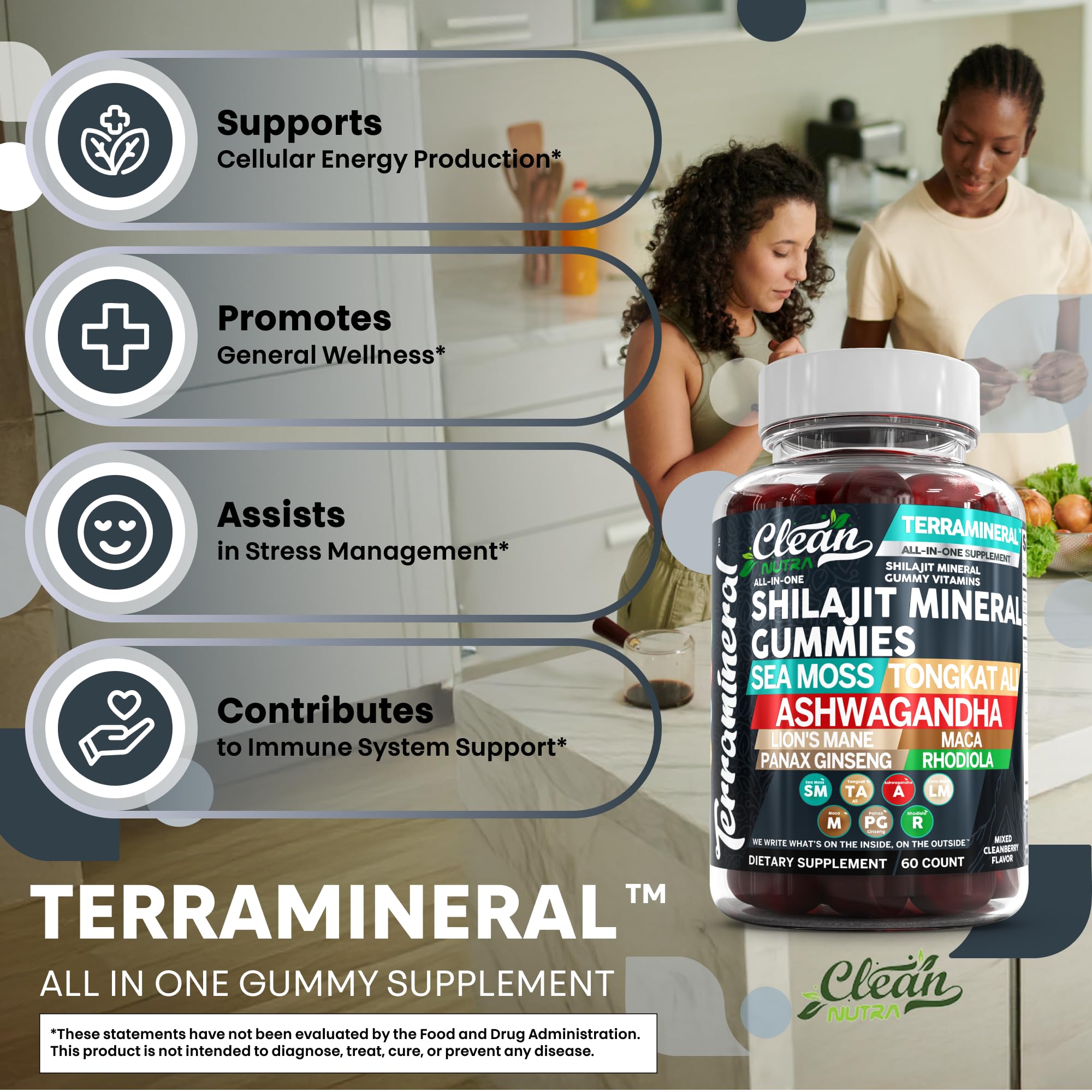Clean Nutraceuticals Shilajit With Sea Moss Gummies on a table