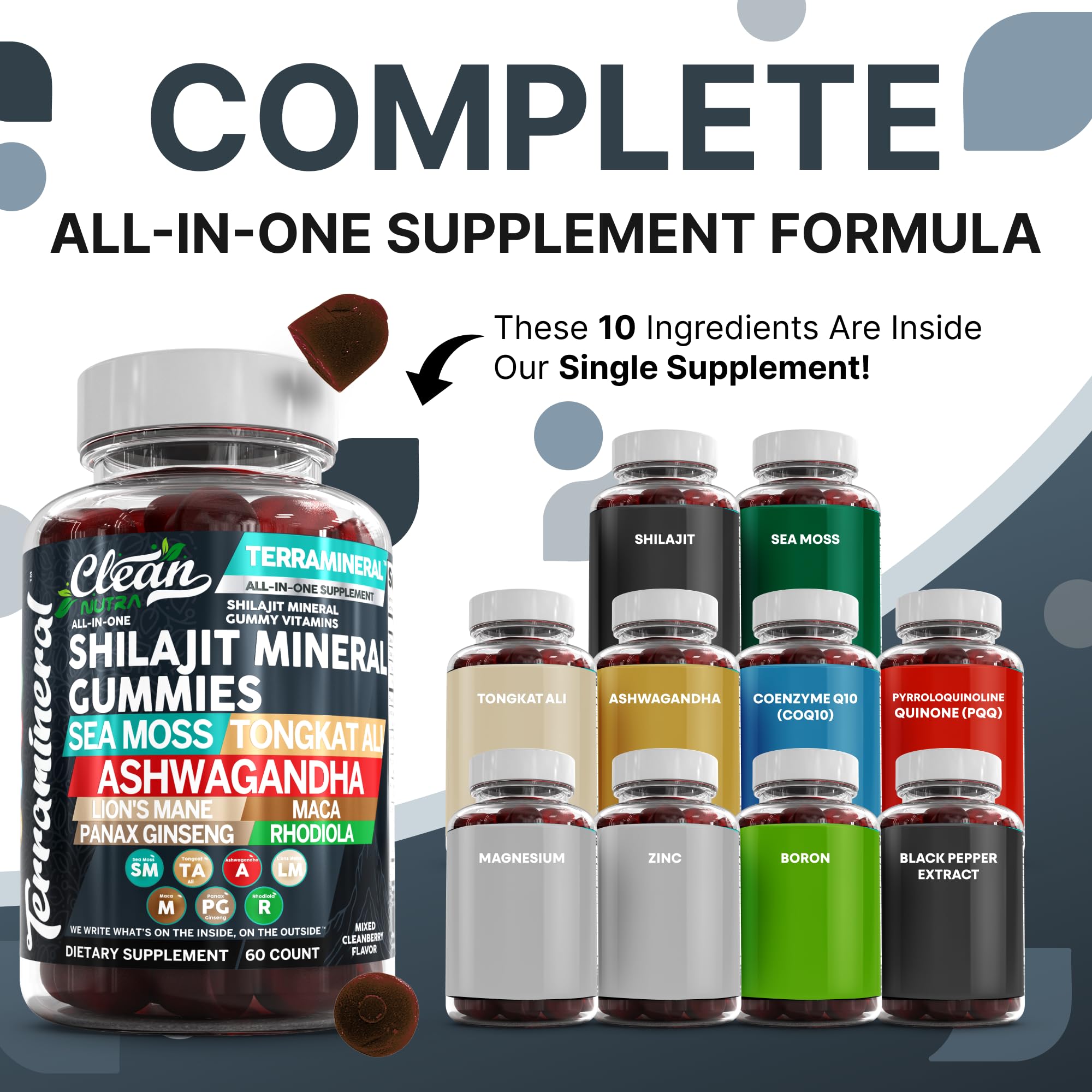 Clean Nutraceuticals Shilajit With Sea Moss Gummies packaging