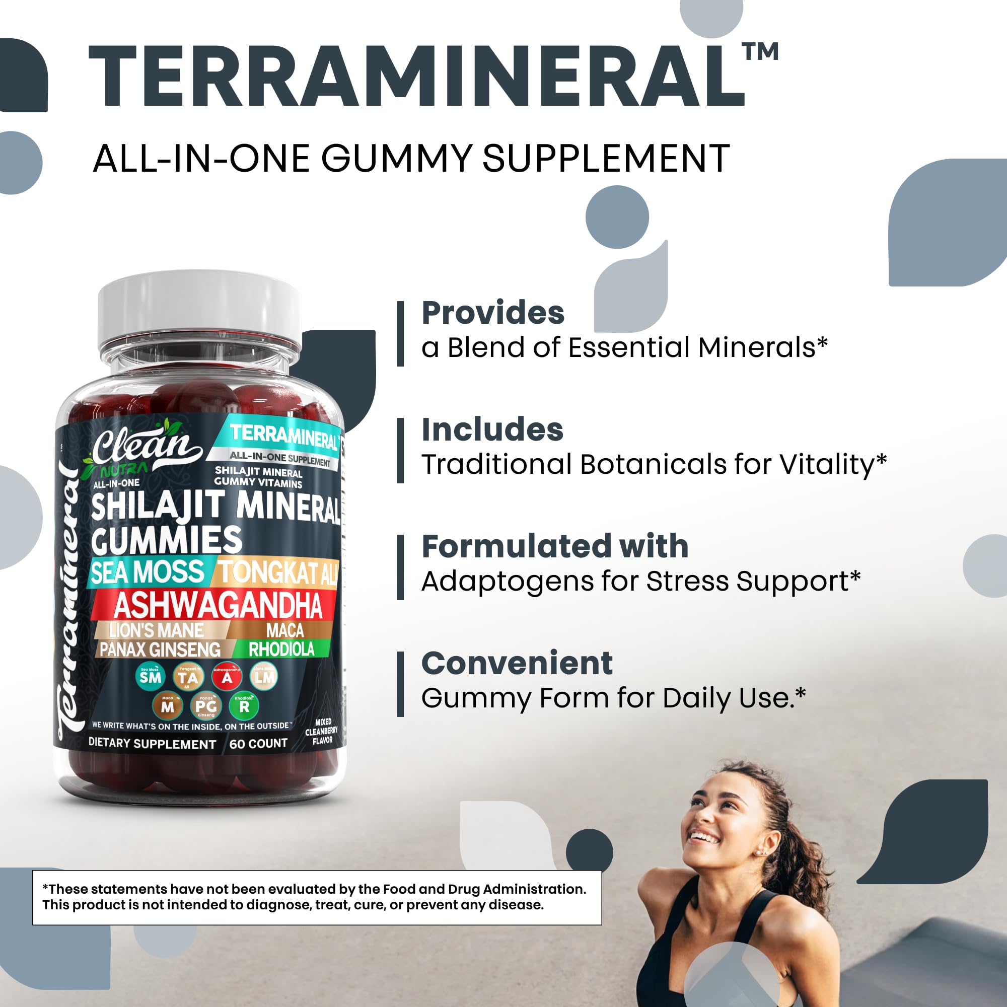 Clean Nutraceuticals Shilajit With Sea Moss Gummies with a spoon