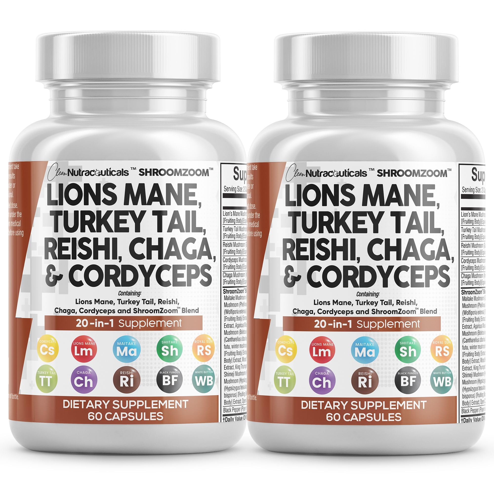 Clean Nutraceuticals ShroomZoom Blend Mushroom Supplement front view