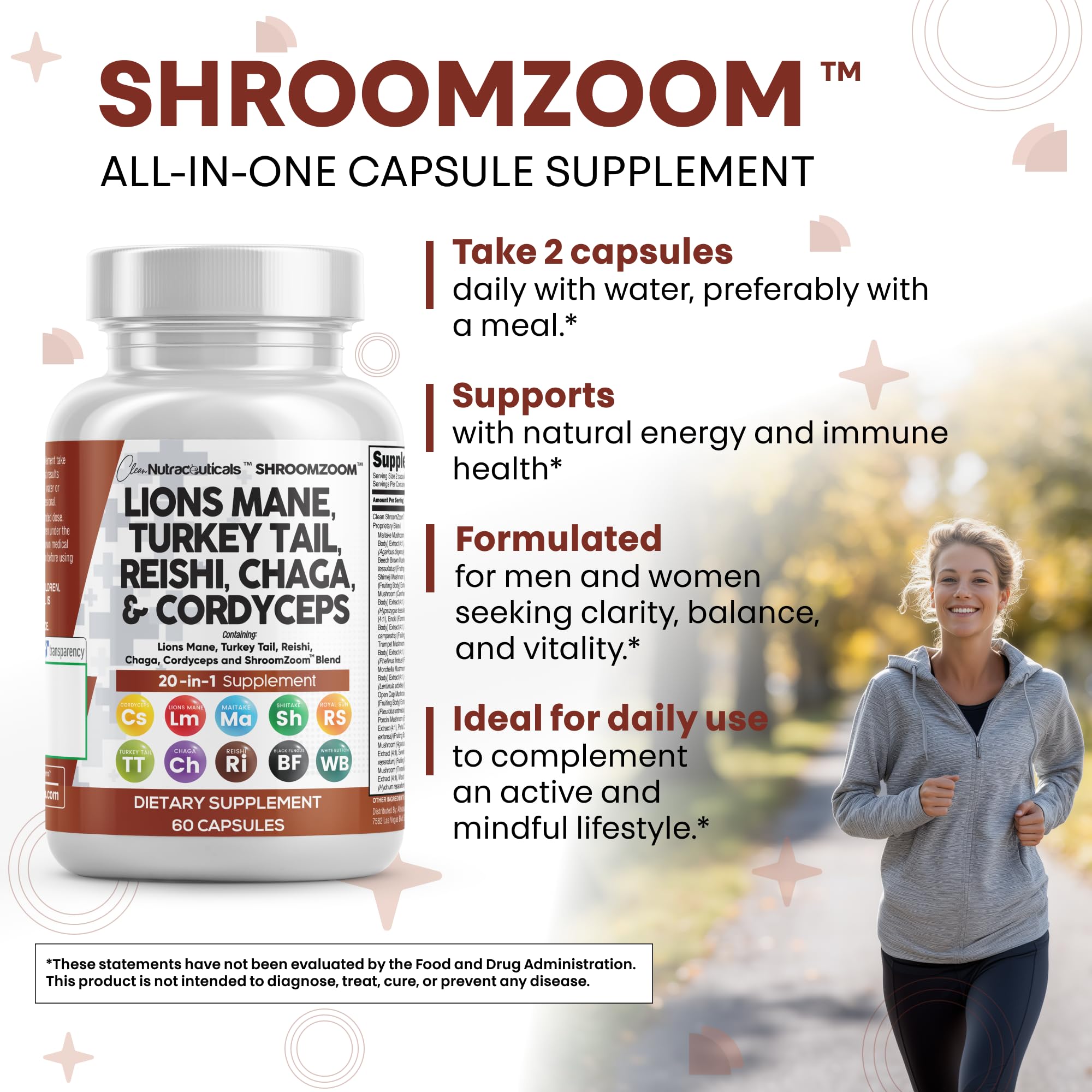 Clean Nutraceuticals ShroomZoom Blend Mushroom Supplement lifestyle scene