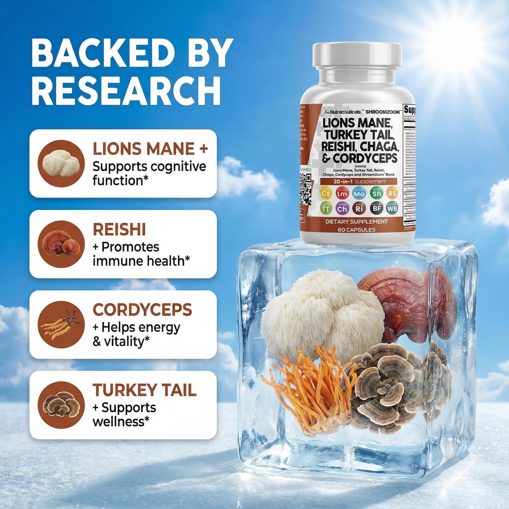 Clean Nutraceuticals ShroomZoom Mushroom Complex side view