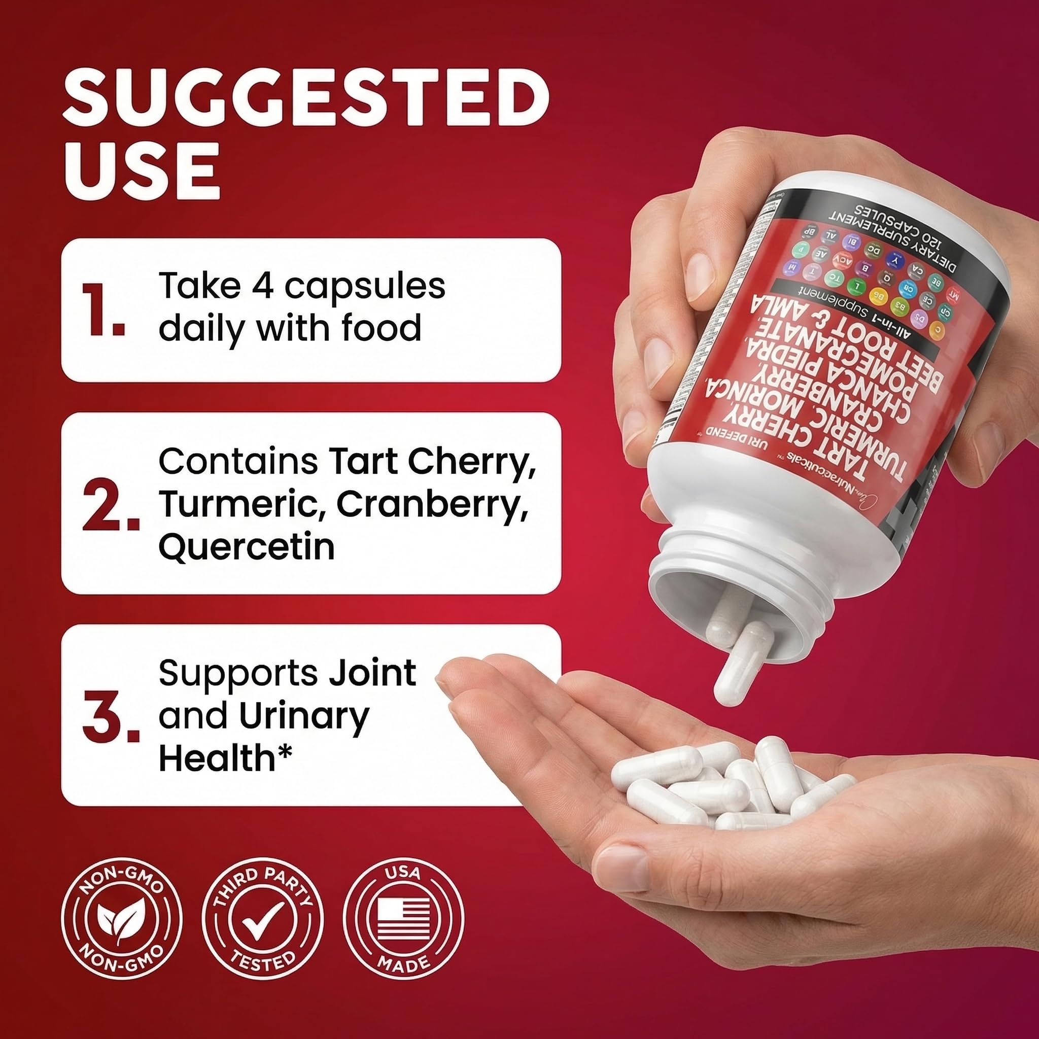Clean Nutraceuticals Tart Cherry and Turmeric Capsules with a measuring spoon