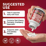 Clean Nutraceuticals Tart Cherry and Turmeric Capsules with a measuring spoon