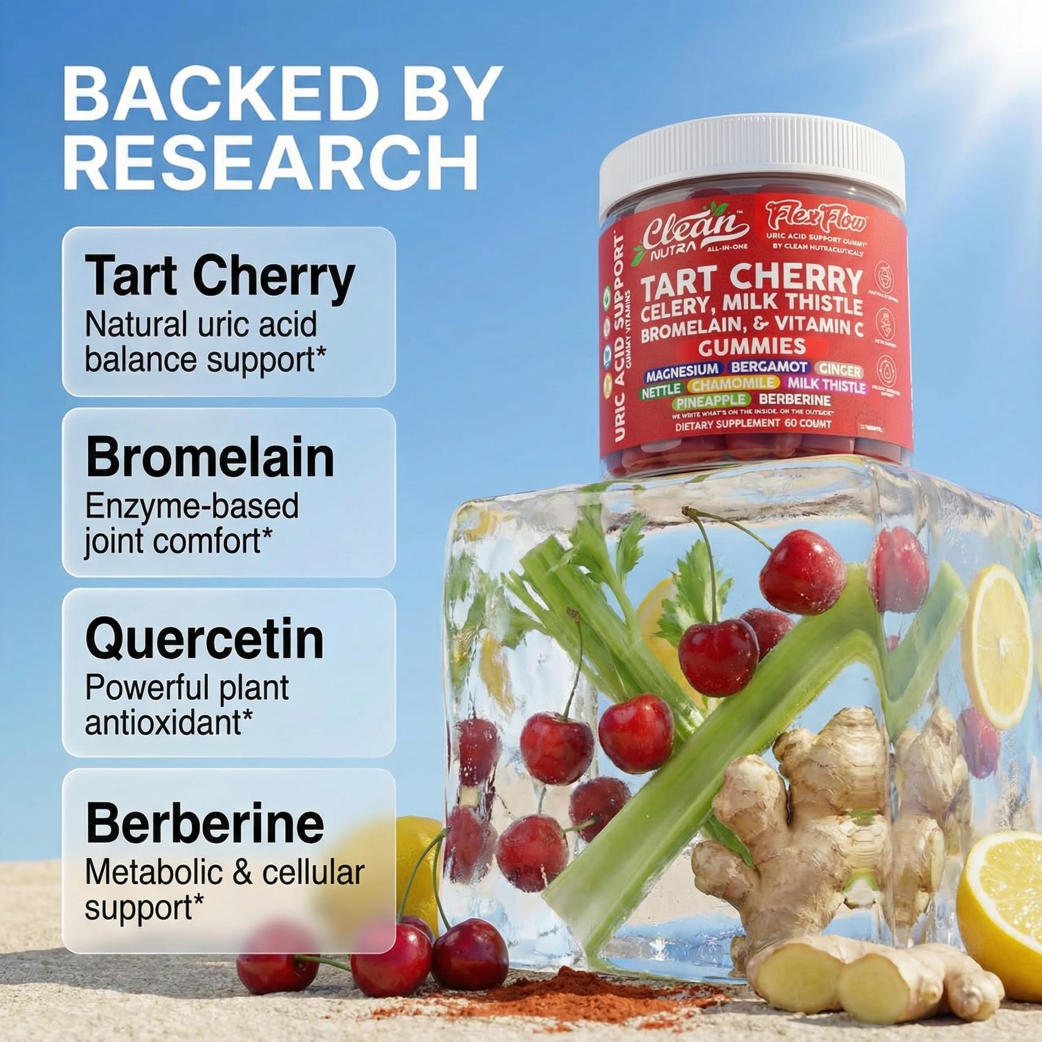 Clean Nutraceuticals Tart Cherry Gummies close-up of gummies