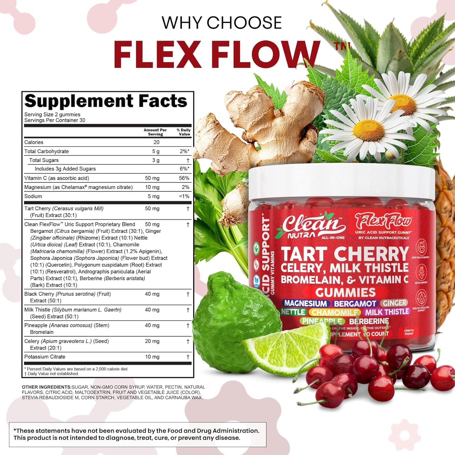 Clean Nutraceuticals Tart Cherry Gummies on a wooden table