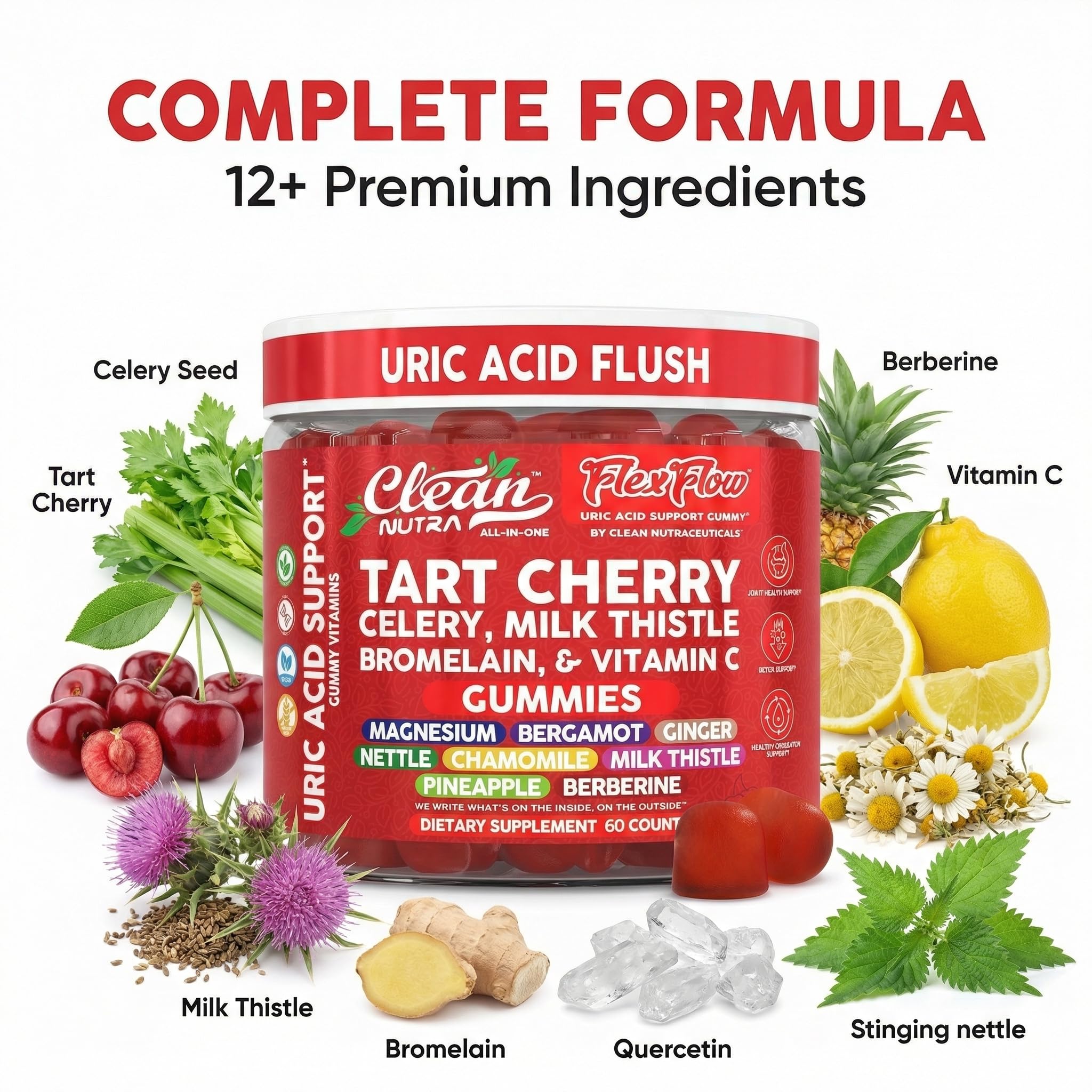 Clean Nutraceuticals Tart Cherry Gummies with ingredients