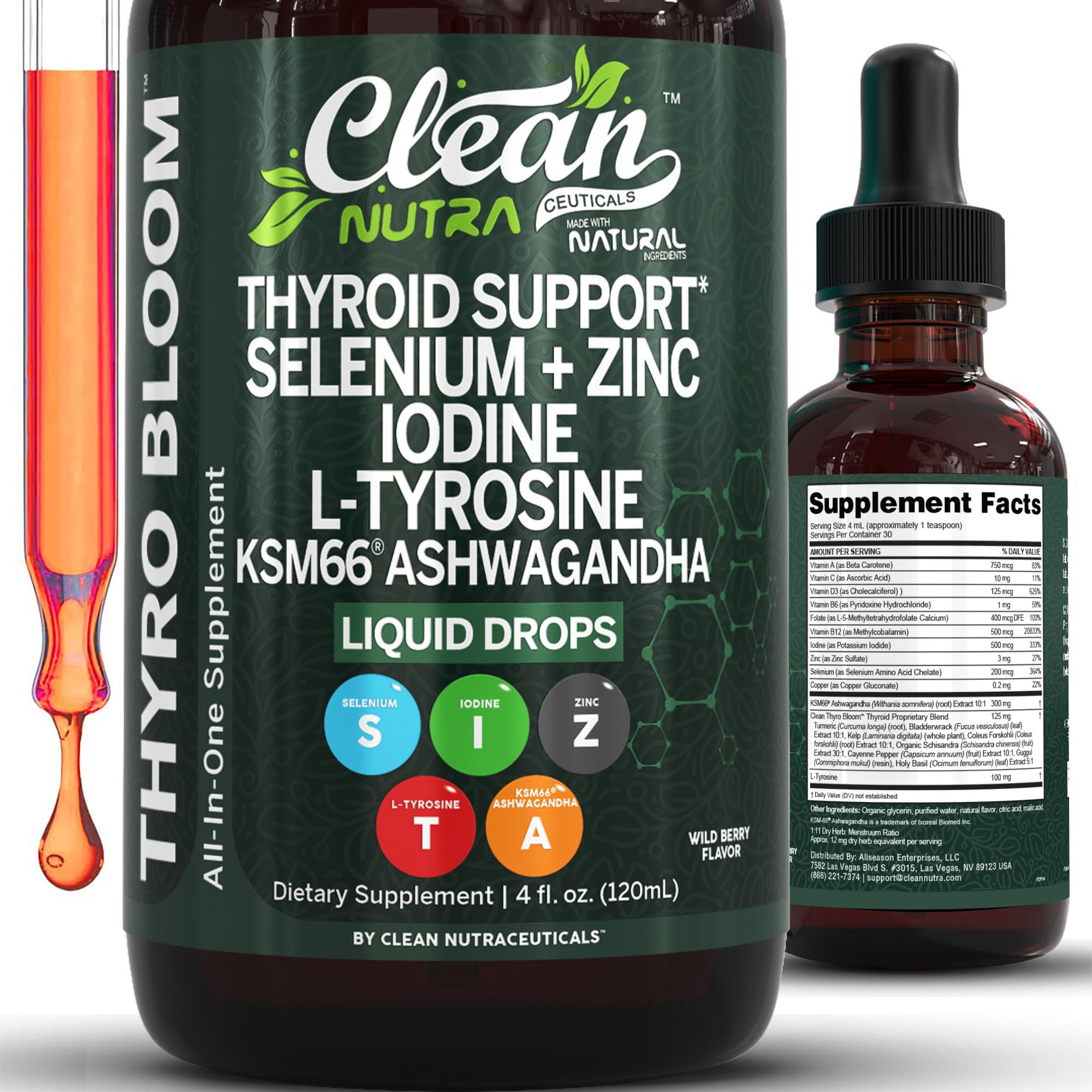 Clean Nutraceuticals ThyroBloom Thyroid Support Drops front view