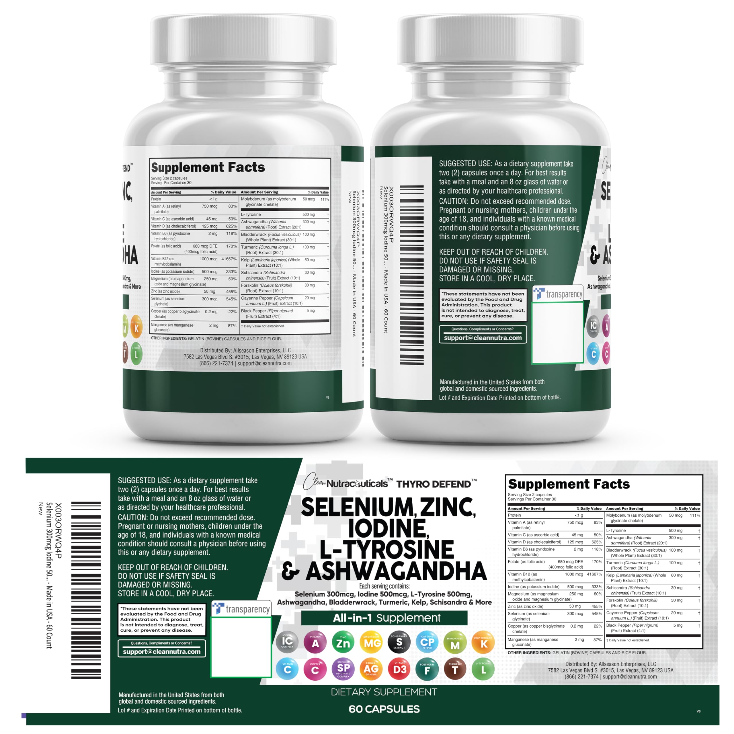 Clean Nutraceuticals ThyroDefend supplement with measuring spoon