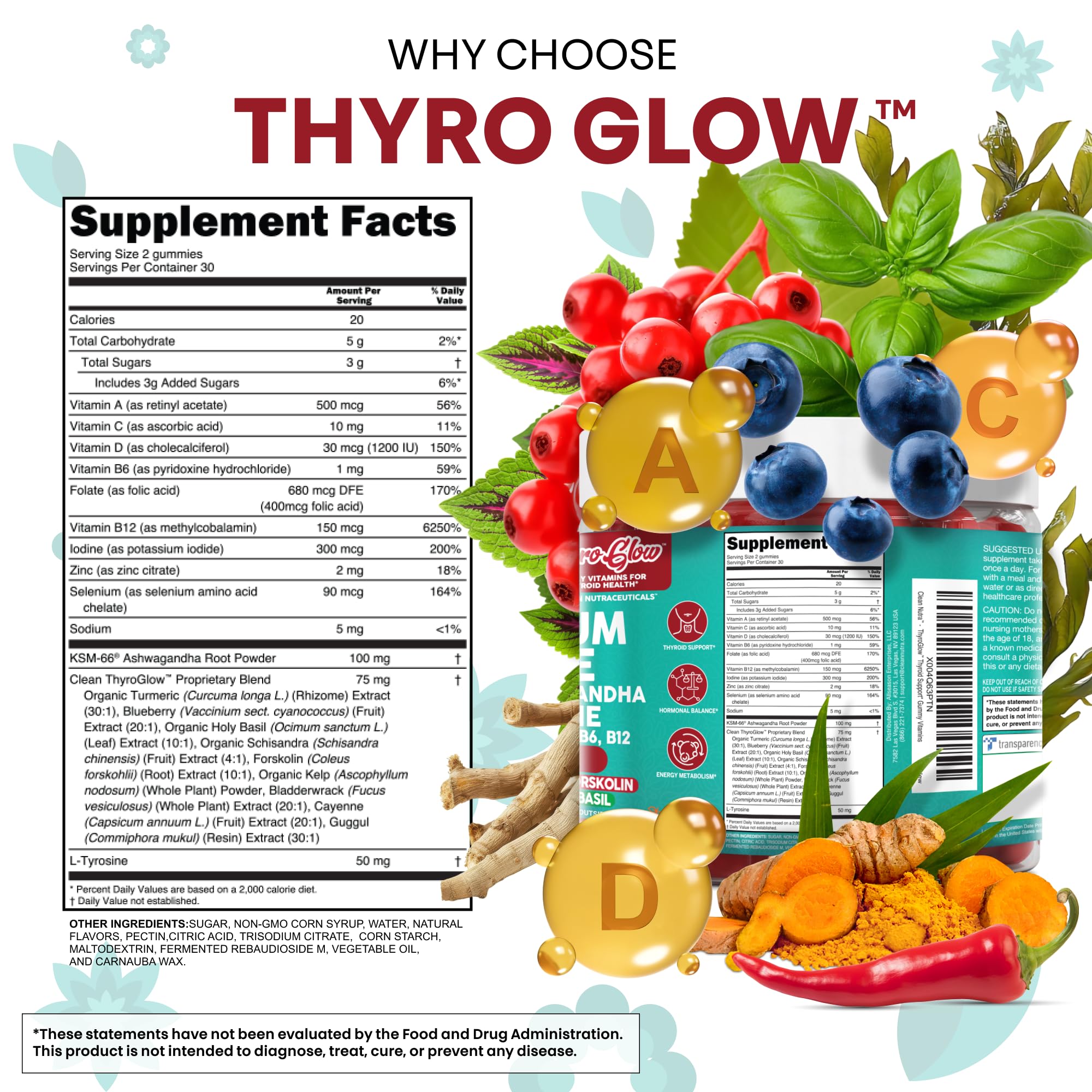 Clean Nutraceuticals Thyroid Support Gummy Vitamins on a kitchen counter