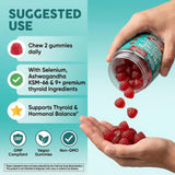 Clean Nutraceuticals Thyroid Support Gummy Vitamins with a measuring spoon