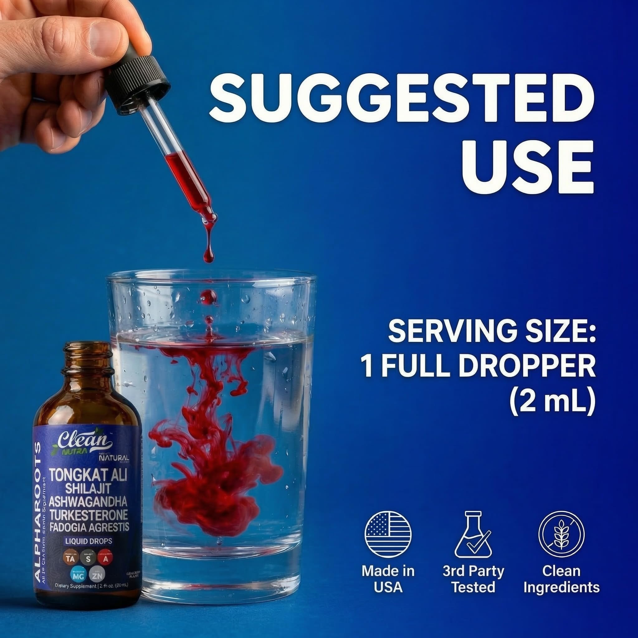 Clean Nutraceuticals Tongkat Ali Multivitamin for Men bottle with dropper