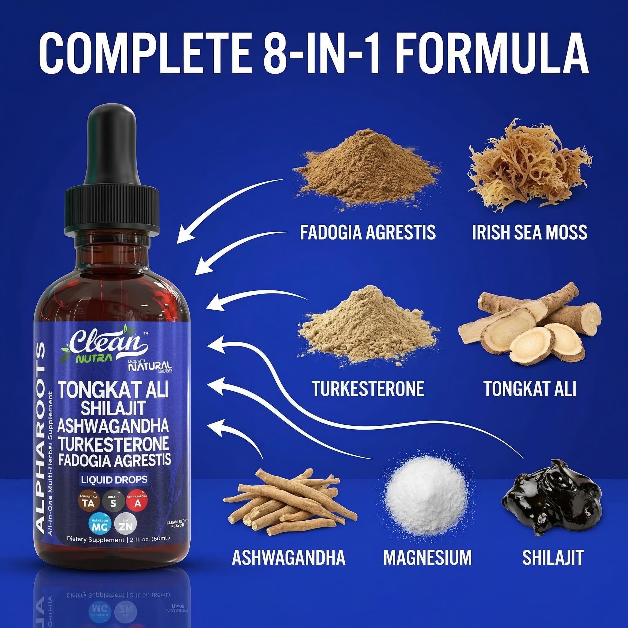 Clean Nutraceuticals Tongkat Ali Multivitamin for Men liquid dropper in use