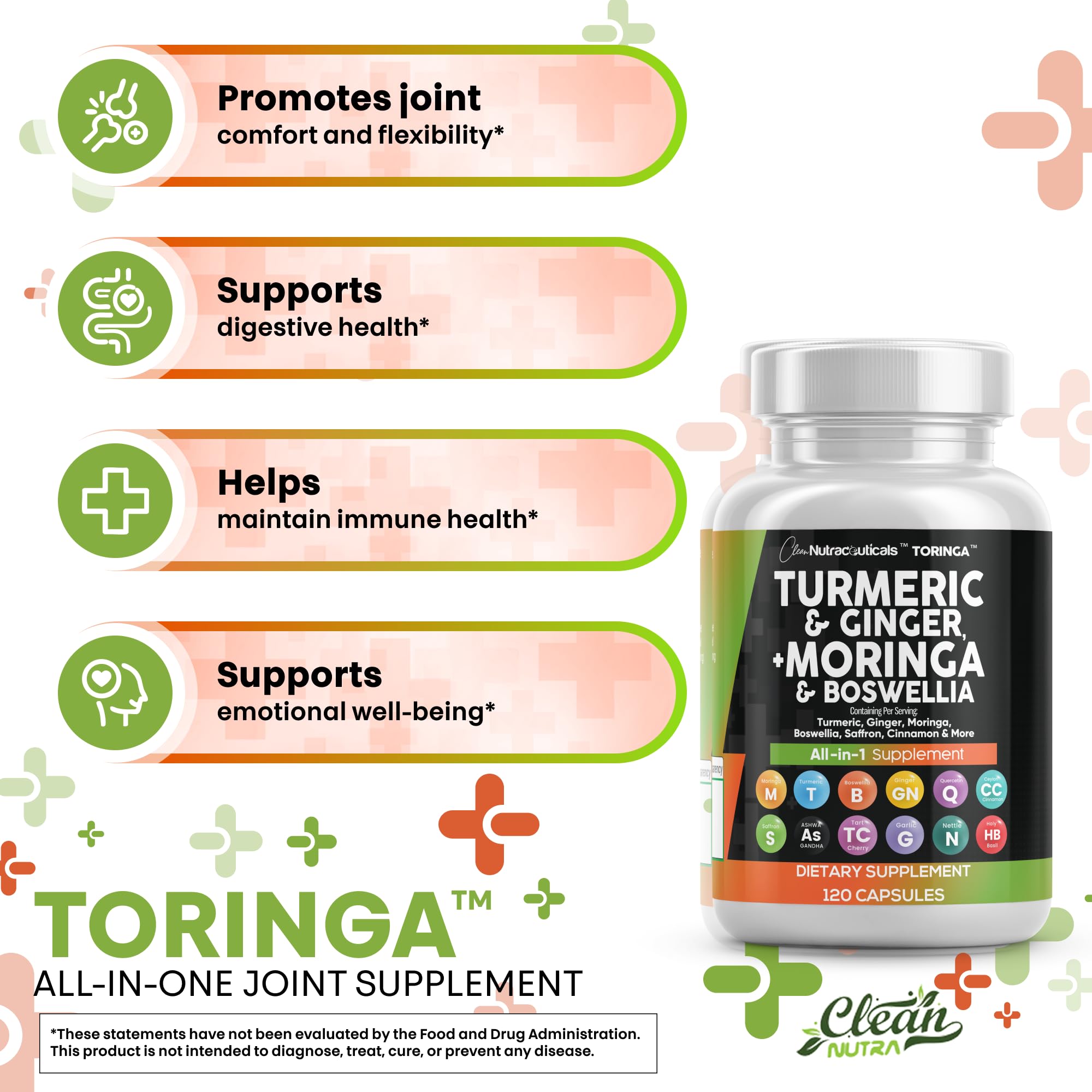 Clean Nutraceuticals Toringa supplement capsules with ingredients