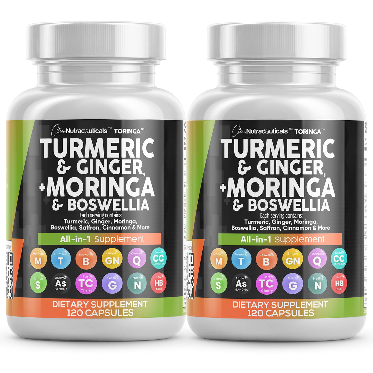 Clean Nutraceuticals Toringa Turmeric Curcumin Supplement front view