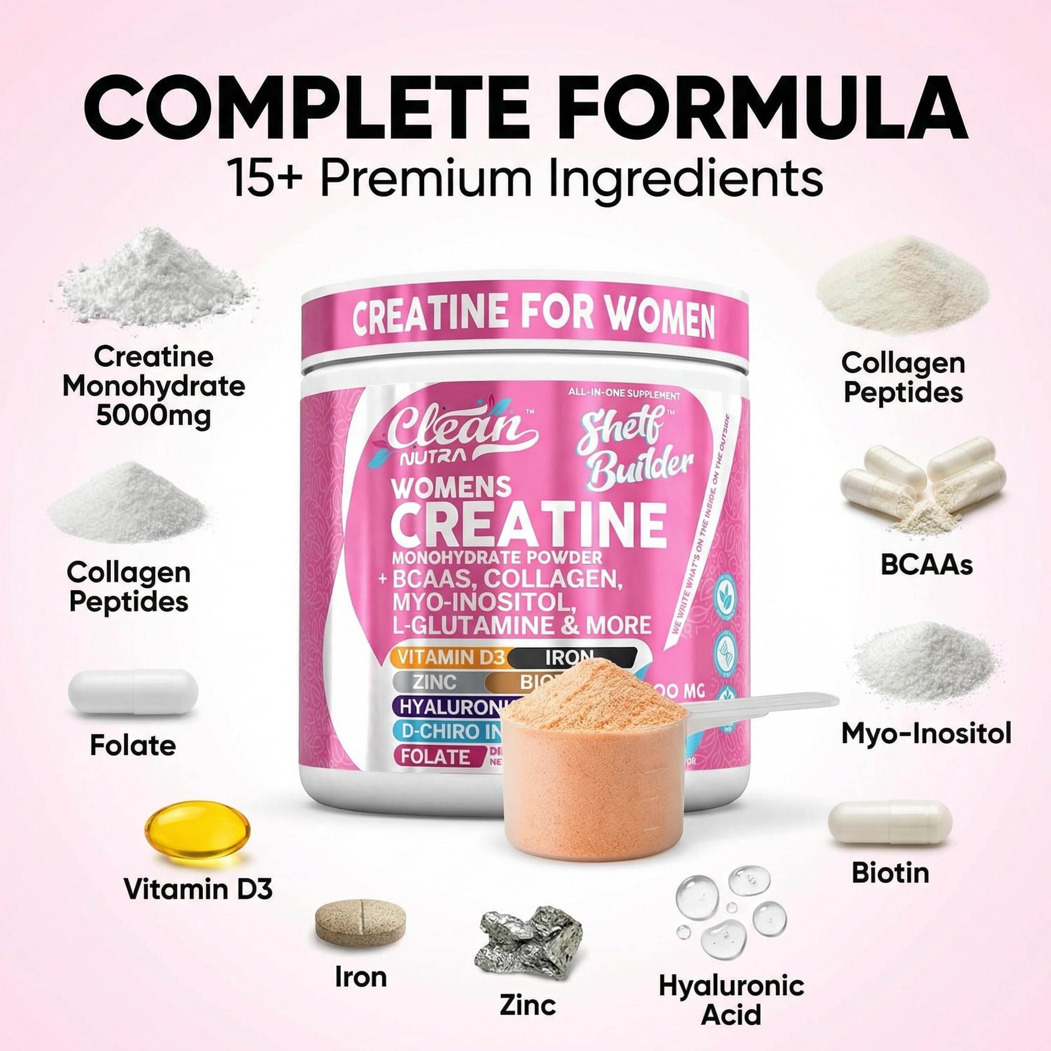 Clean Nutraceuticals Women's Creatine Powder 5000mg Tropical Orange serving suggestion
