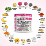 Clean Nutraceuticals Women's Methylated Multivitamins bottle with measuring spoon