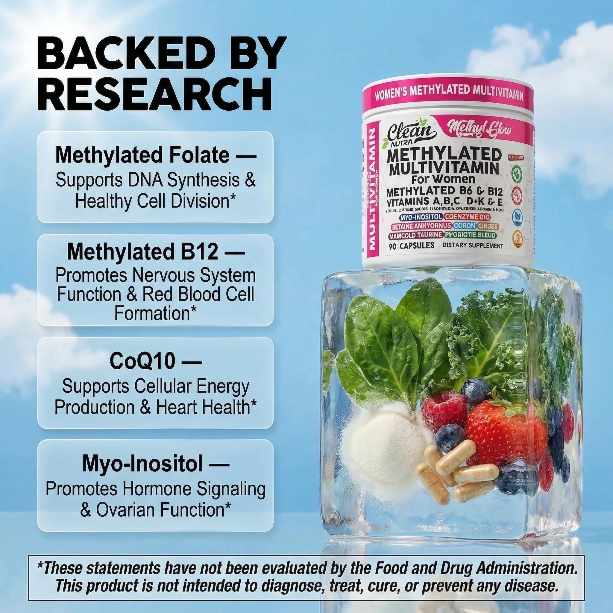 Clean Nutraceuticals Women's Methylated Multivitamins ingredients list