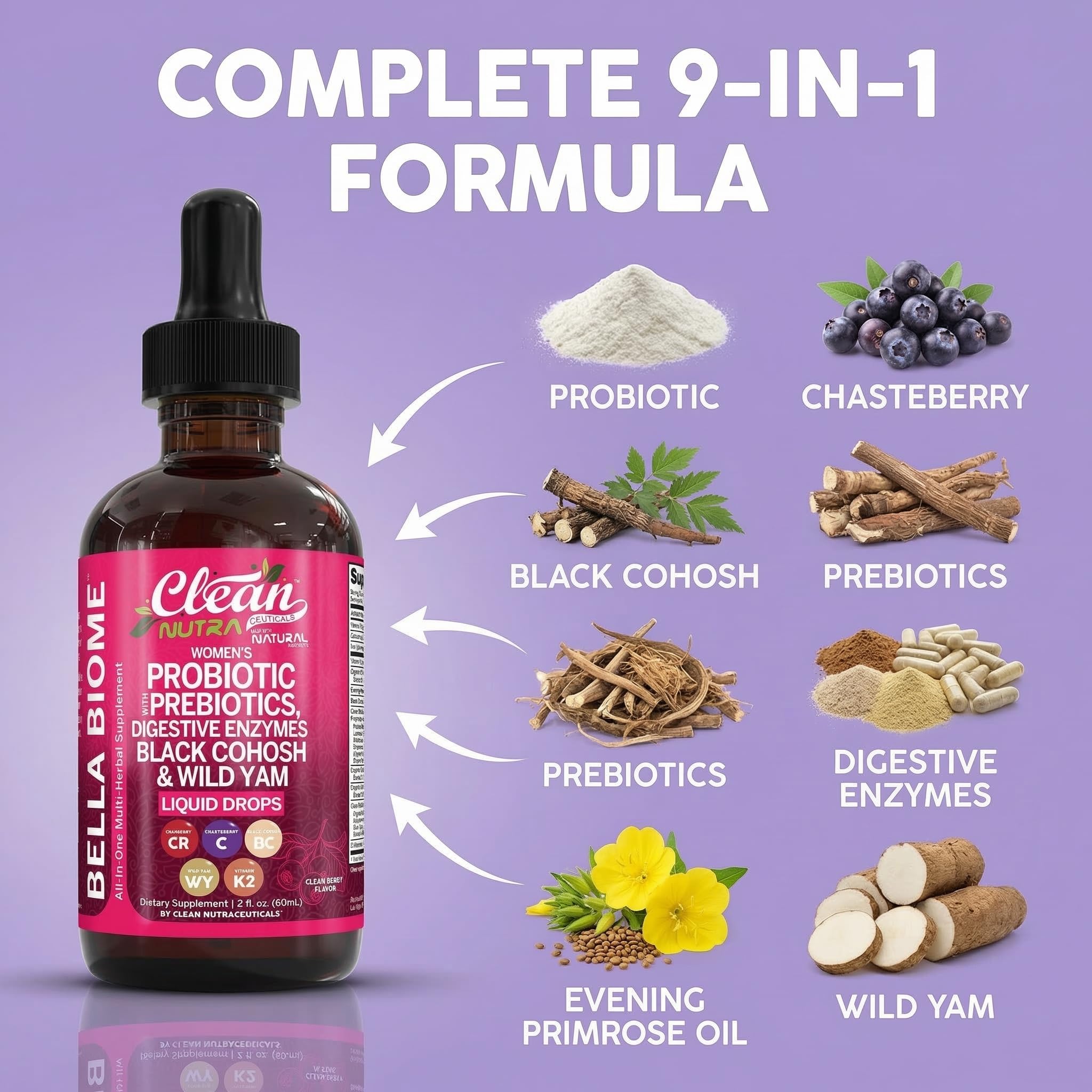 Clean Nutraceuticals Women's Probiotic Supplement 45g ingredients list