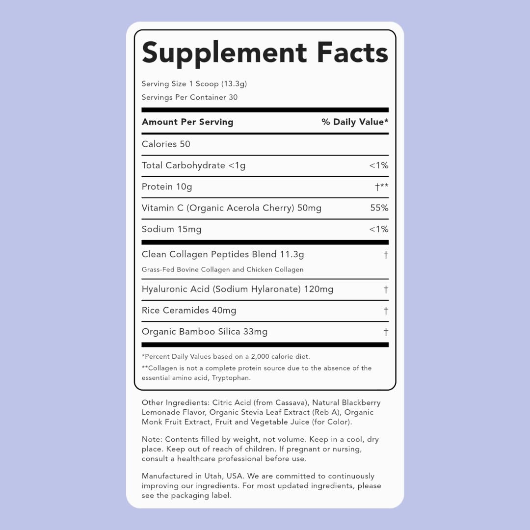 Clean Simple Eats Collagen + Beauty Blend 400g Blackberry Lemonade flavour