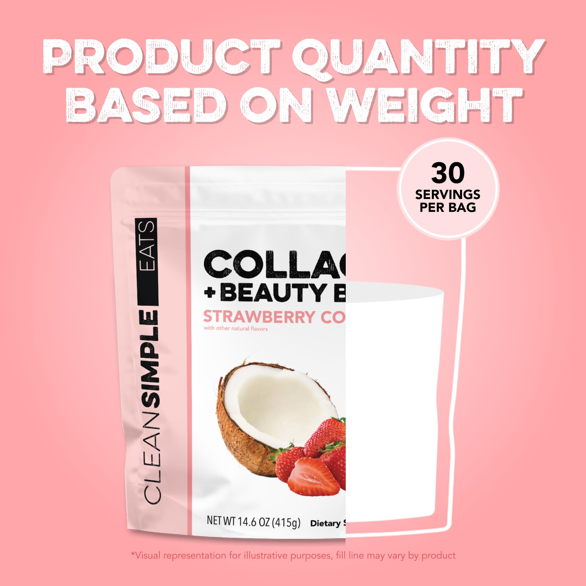 Clean Simple Eats Collagen + Beauty Blend Strawberry Colada serving suggestion