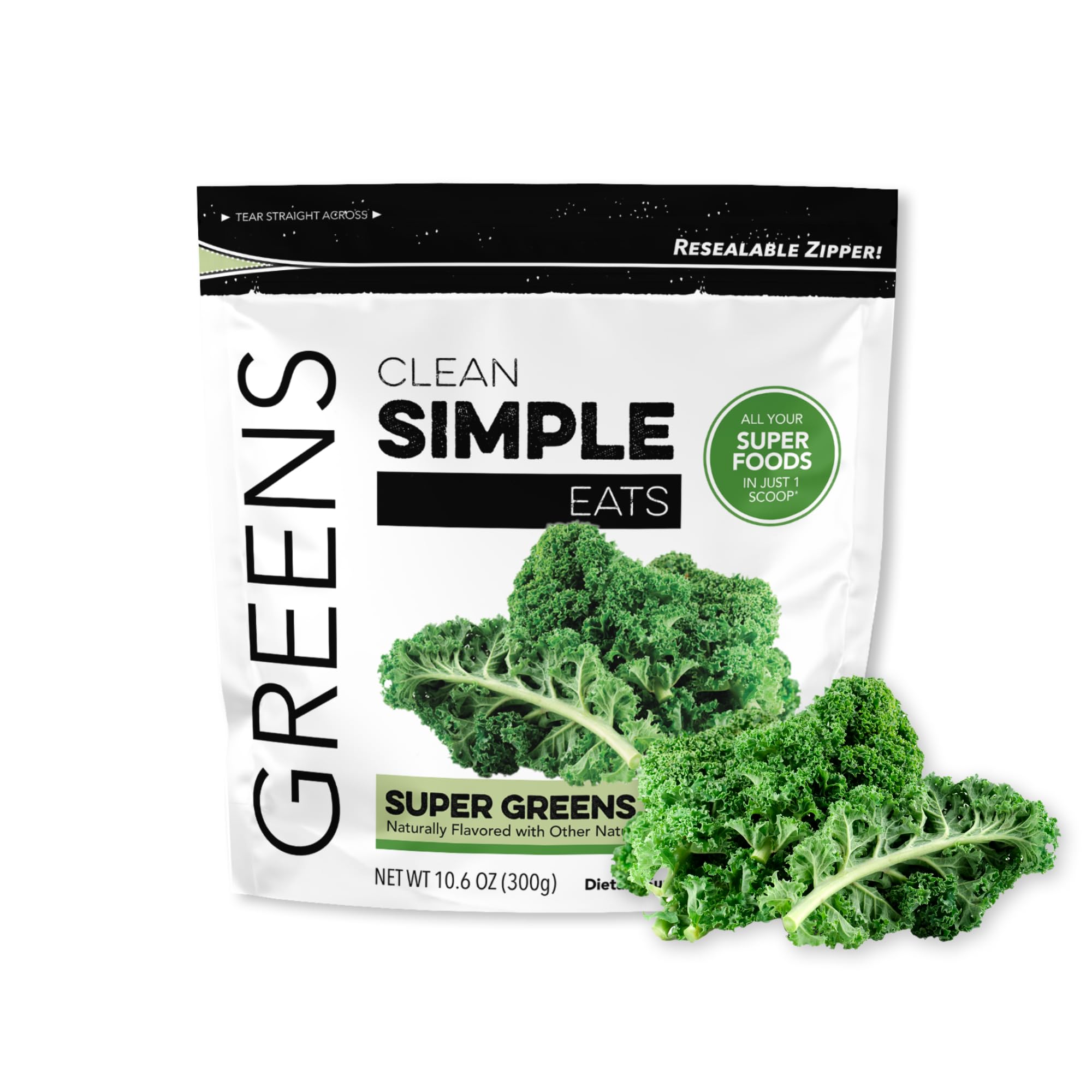 Clean Simple Eats Super Greens Powder 308g front view