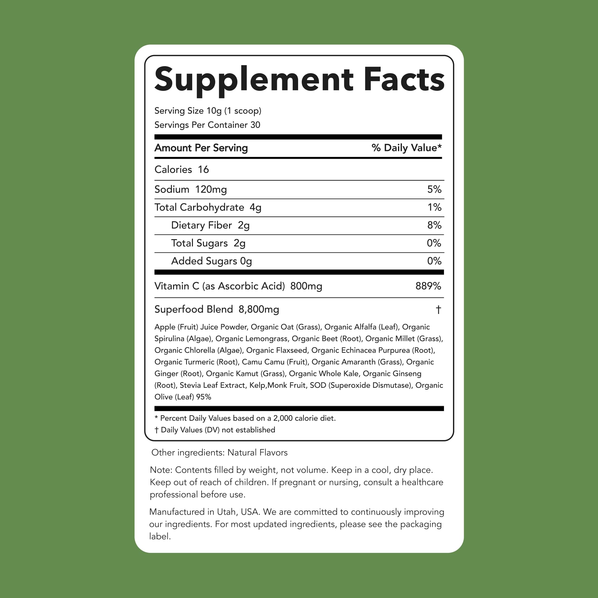 Clean Simple Eats Super Greens Powder 308g packaging