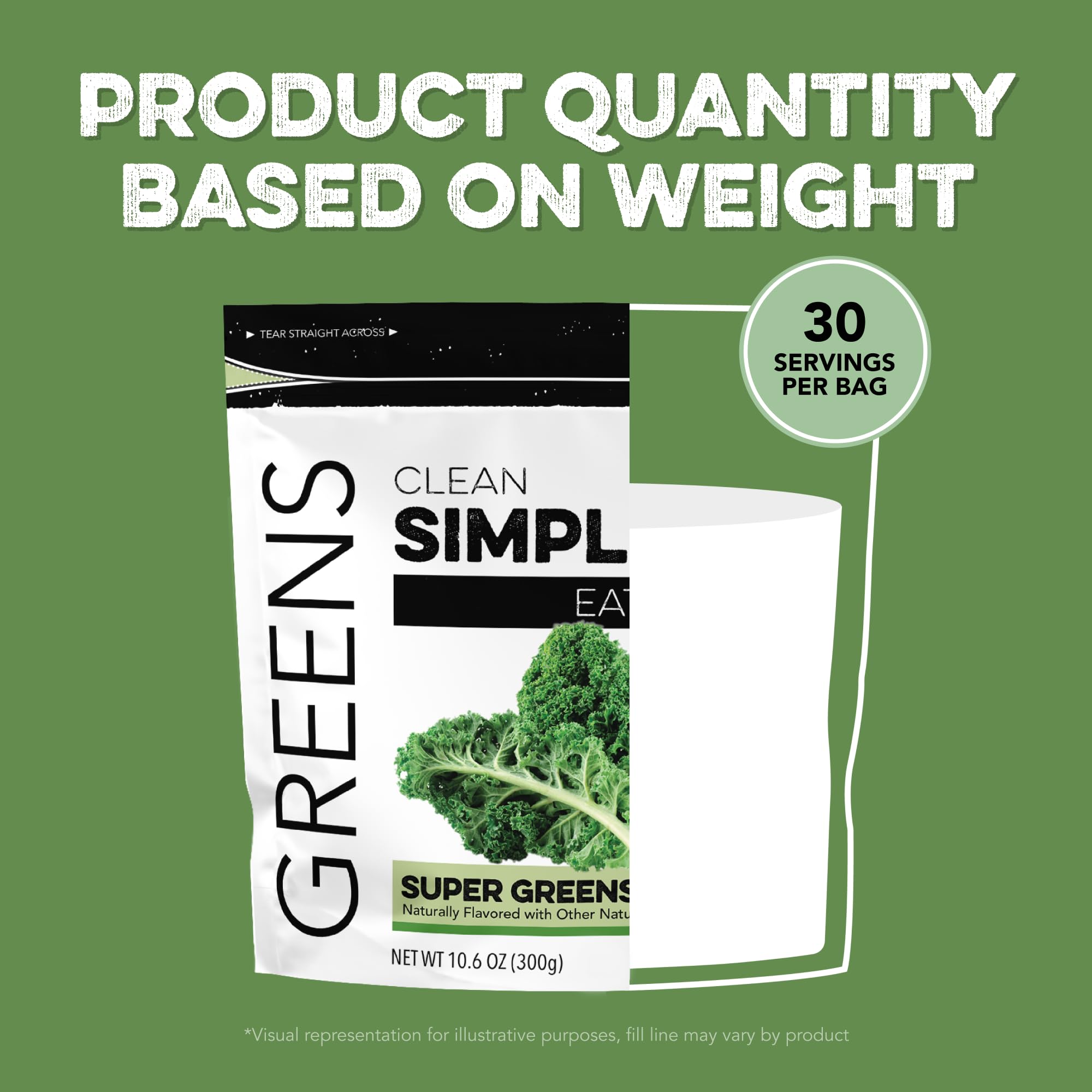 Clean Simple Eats Super Greens Powder mixed in a glass