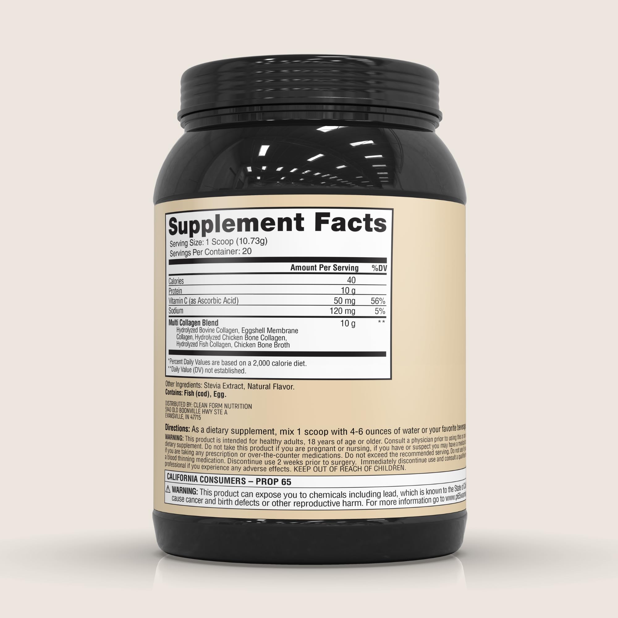 CleanForm Nutrition Collagen Powder packaging side view