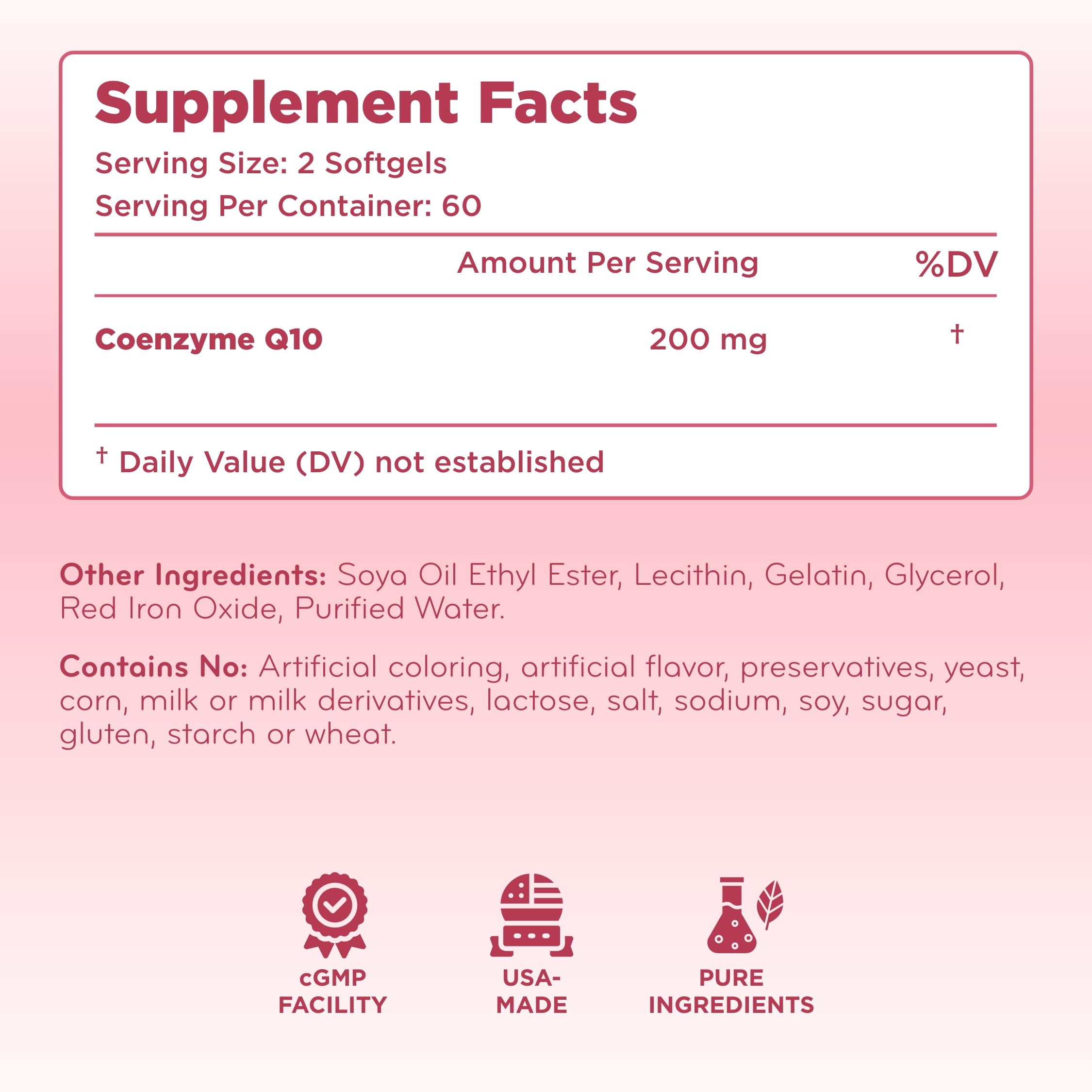 Clear Formulas CoQ10 Softgels 200mg back view