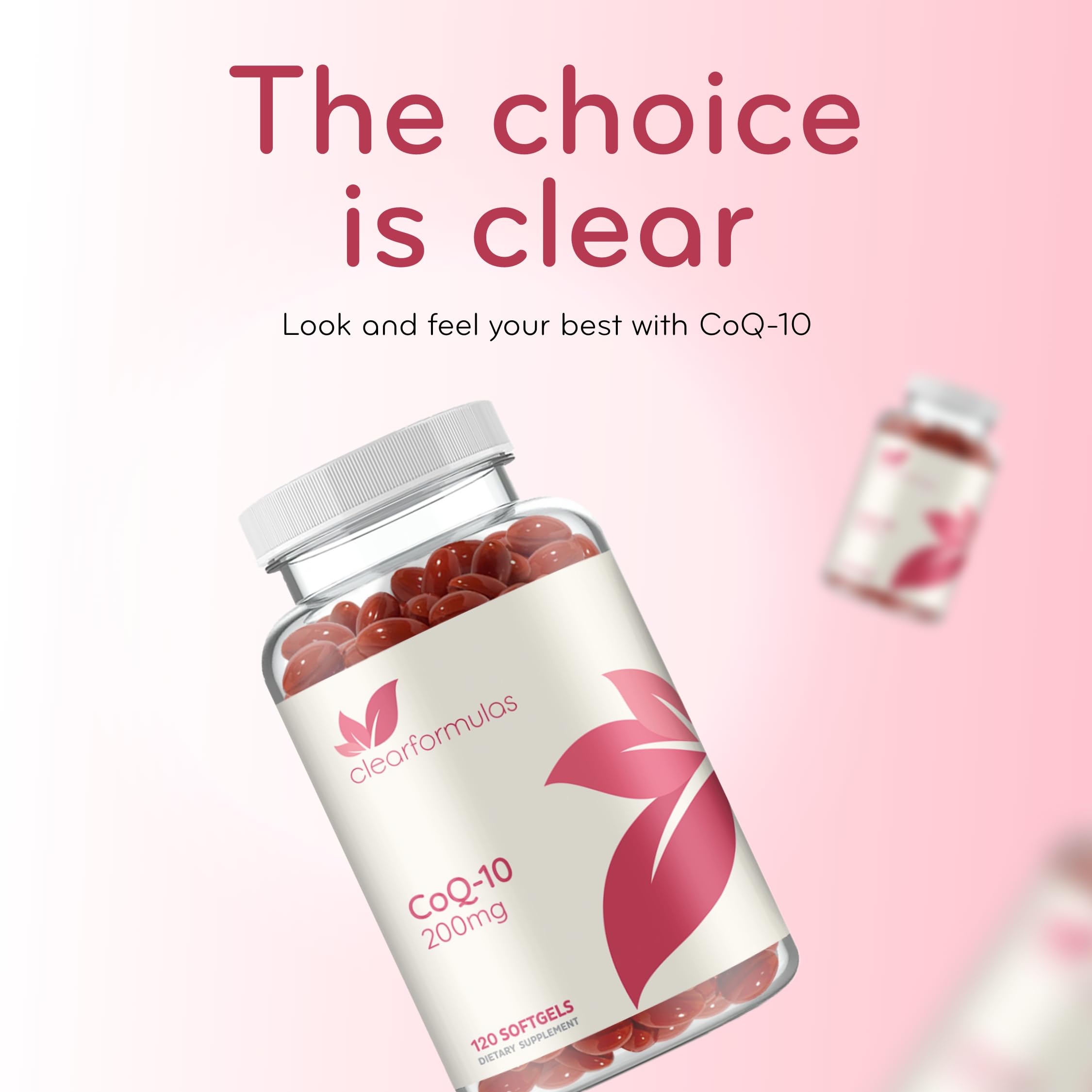 Clear Formulas CoQ10 Softgels 200mg with measuring spoon