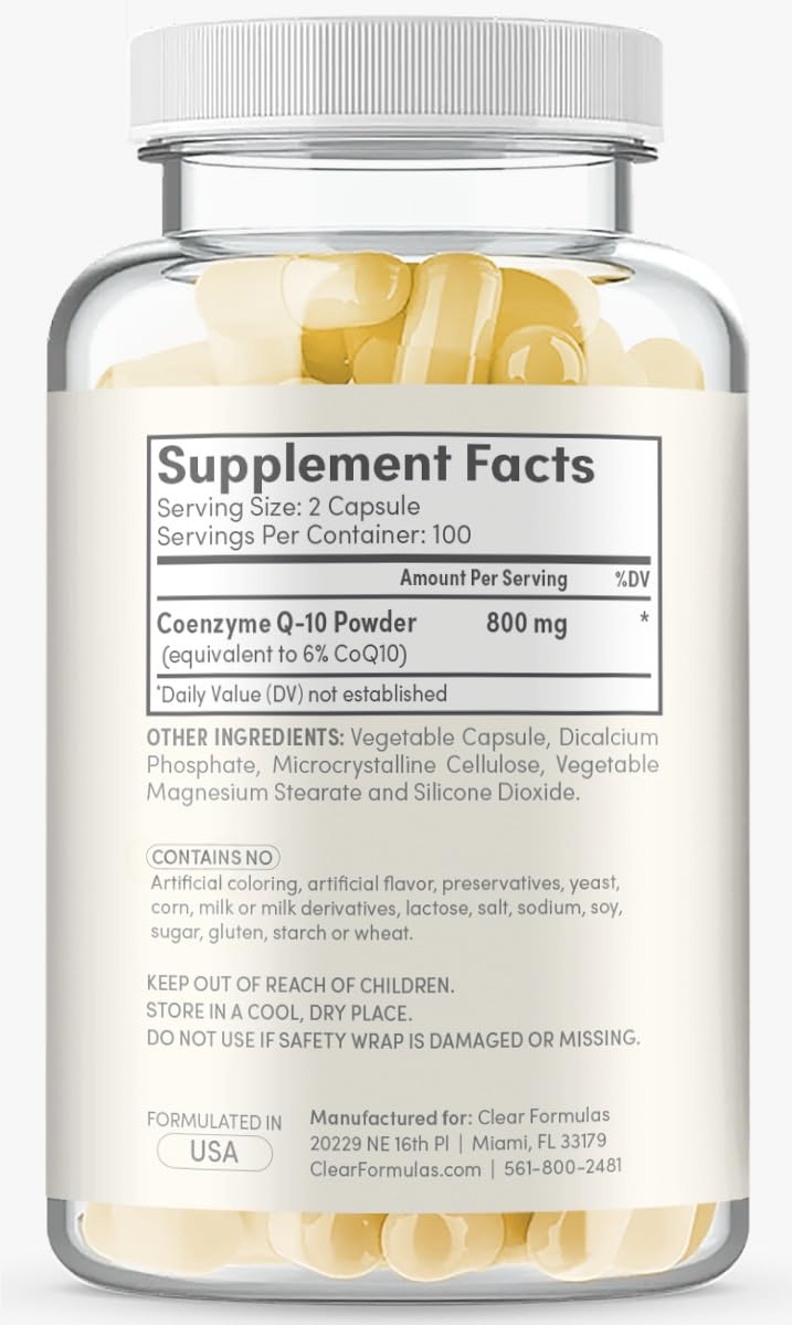 Clear Formulas CoQ10 Supplement 400mg capsules in bottle