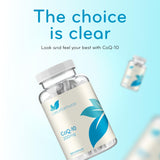 Clear Formulas CoQ10 supplement bottle with a measuring tape